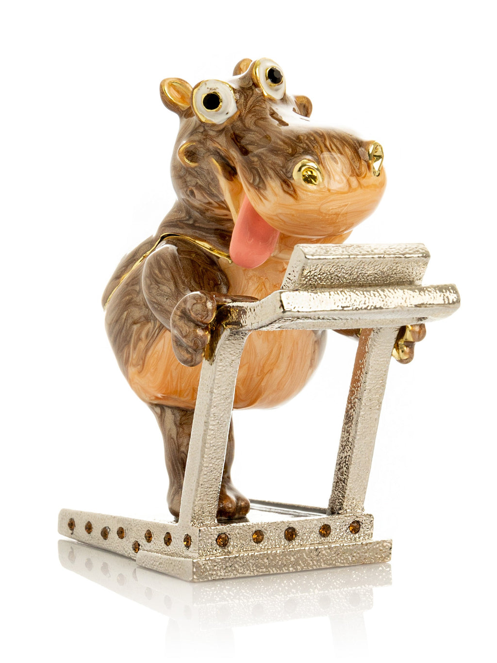 Hippo Running on a Treadmill Trinket Box-0