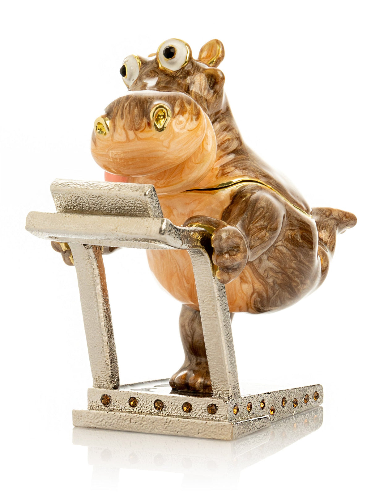 Hippo Running on a Treadmill Trinket Box-3