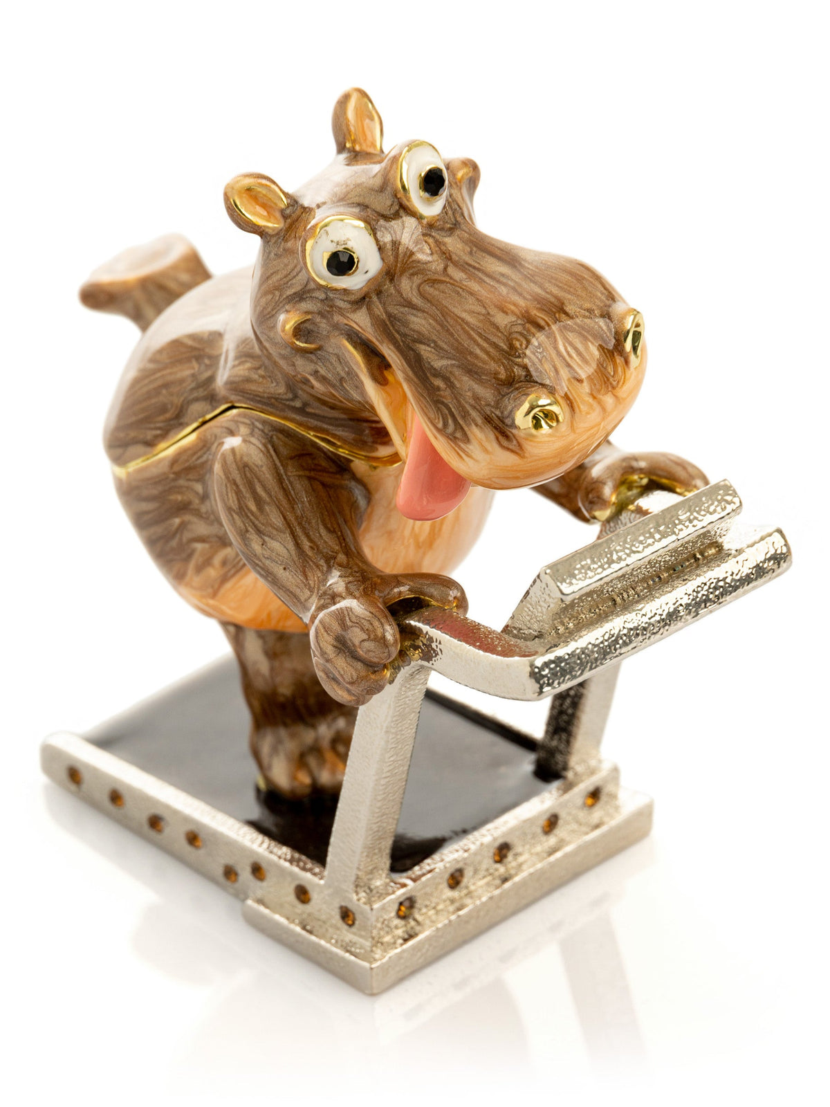 Hippo Running on a Treadmill Trinket Box-2