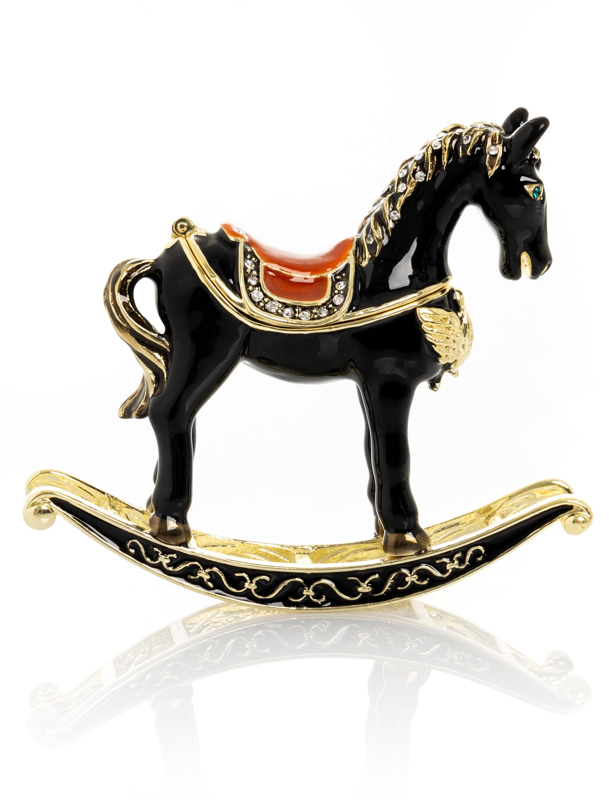 Black & Gold Vintage Rocking Horse Trinket Box-3