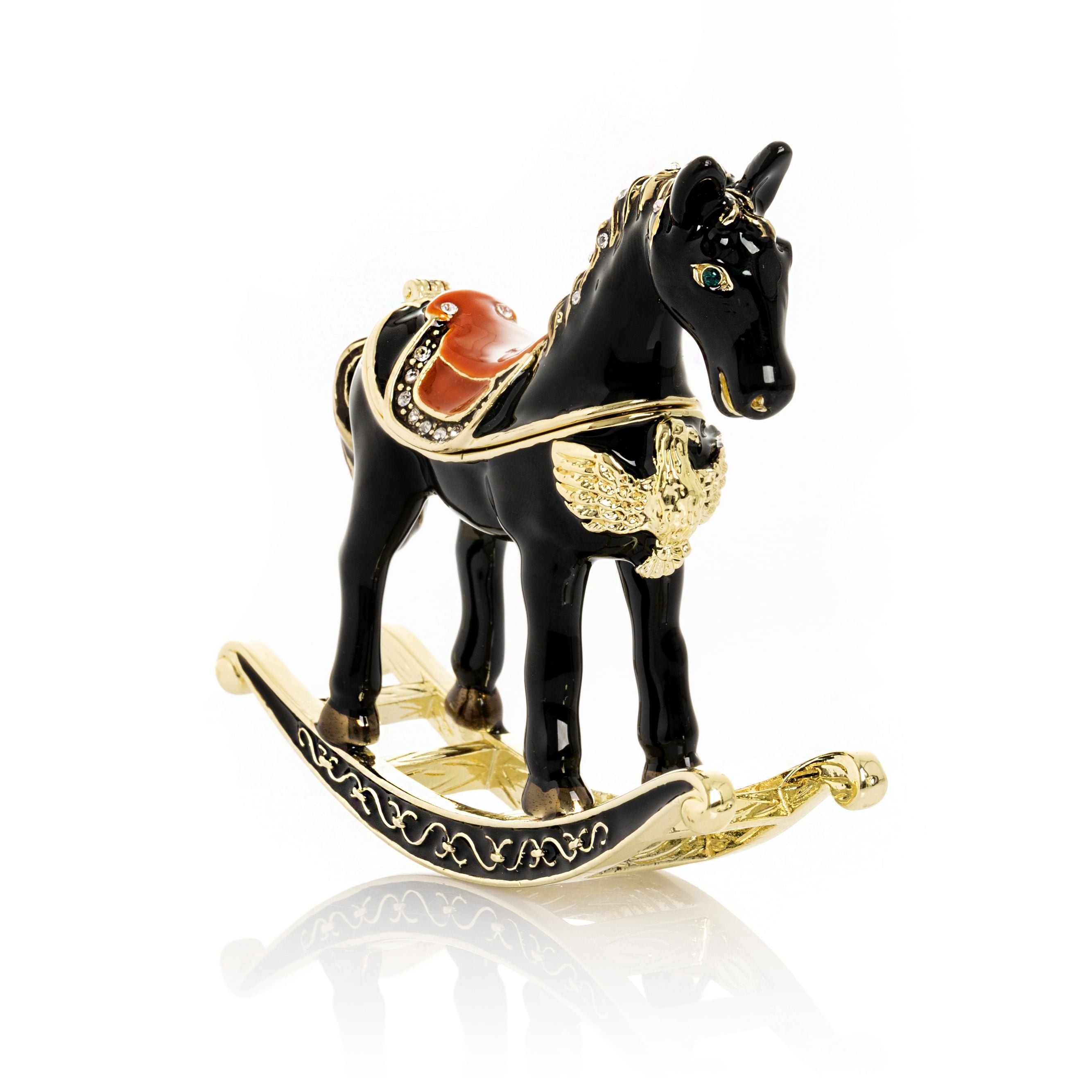 Black & Gold Vintage Rocking Horse Trinket Box-0