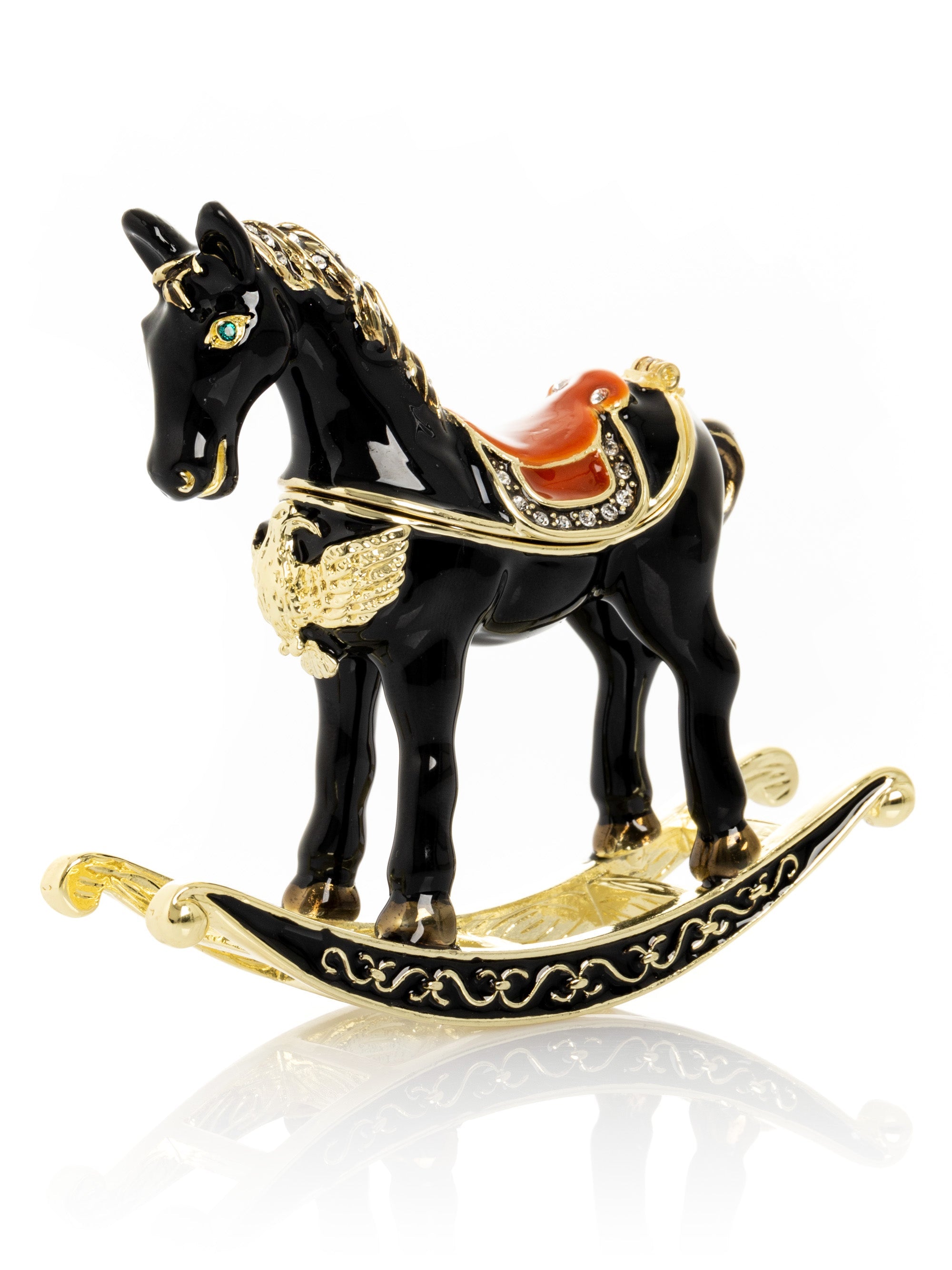 Black & Gold Vintage Rocking Horse Trinket Box-4