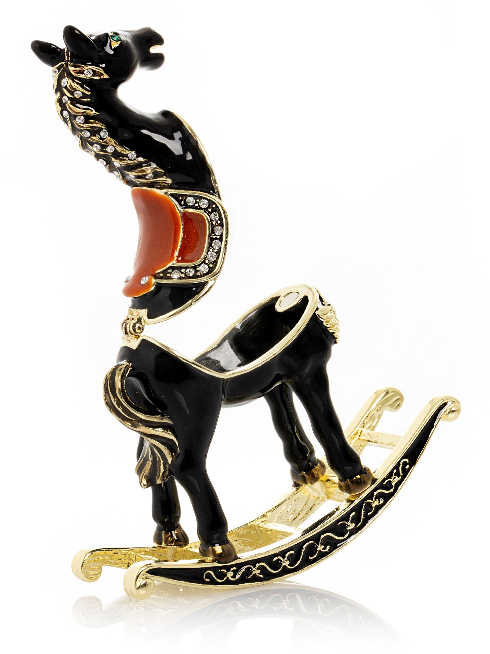 Black & Gold Vintage Rocking Horse Trinket Box-1
