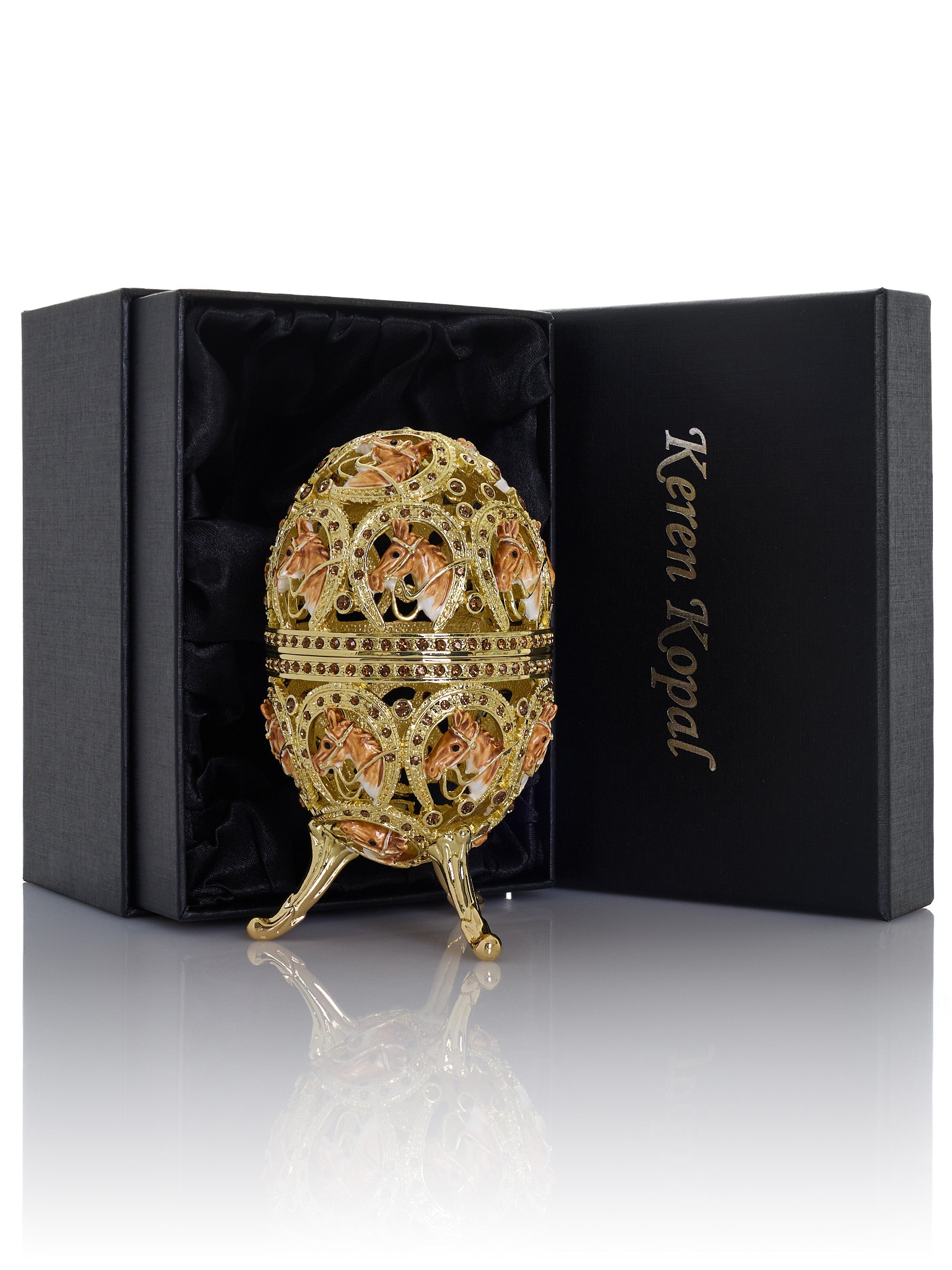 Golden Easter Egg decorated with Horses-2