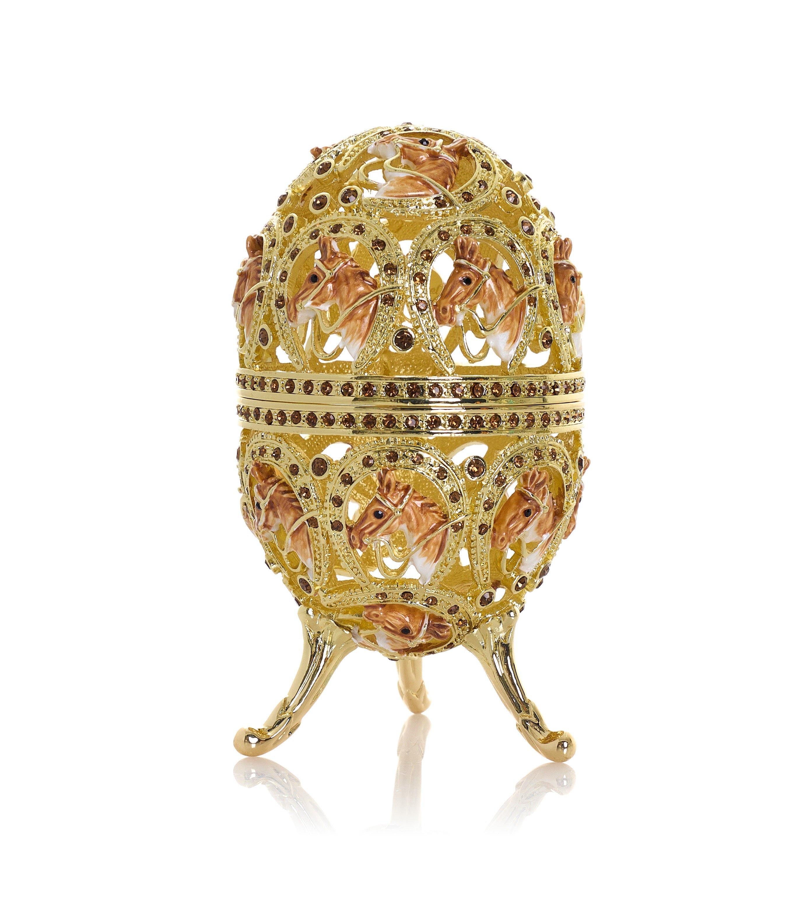 Golden Easter Egg decorated with Horses-0