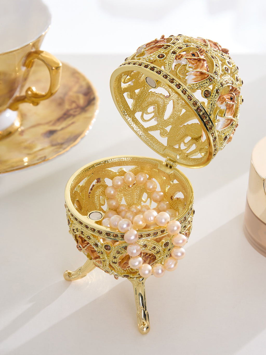 Golden Easter Egg decorated with Horses-1
