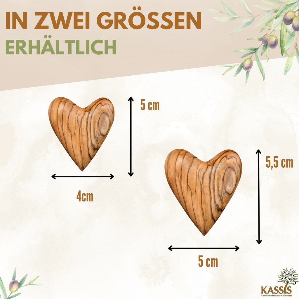 Heart-shaped gift, olive wood, palm stone, lucky charm-2