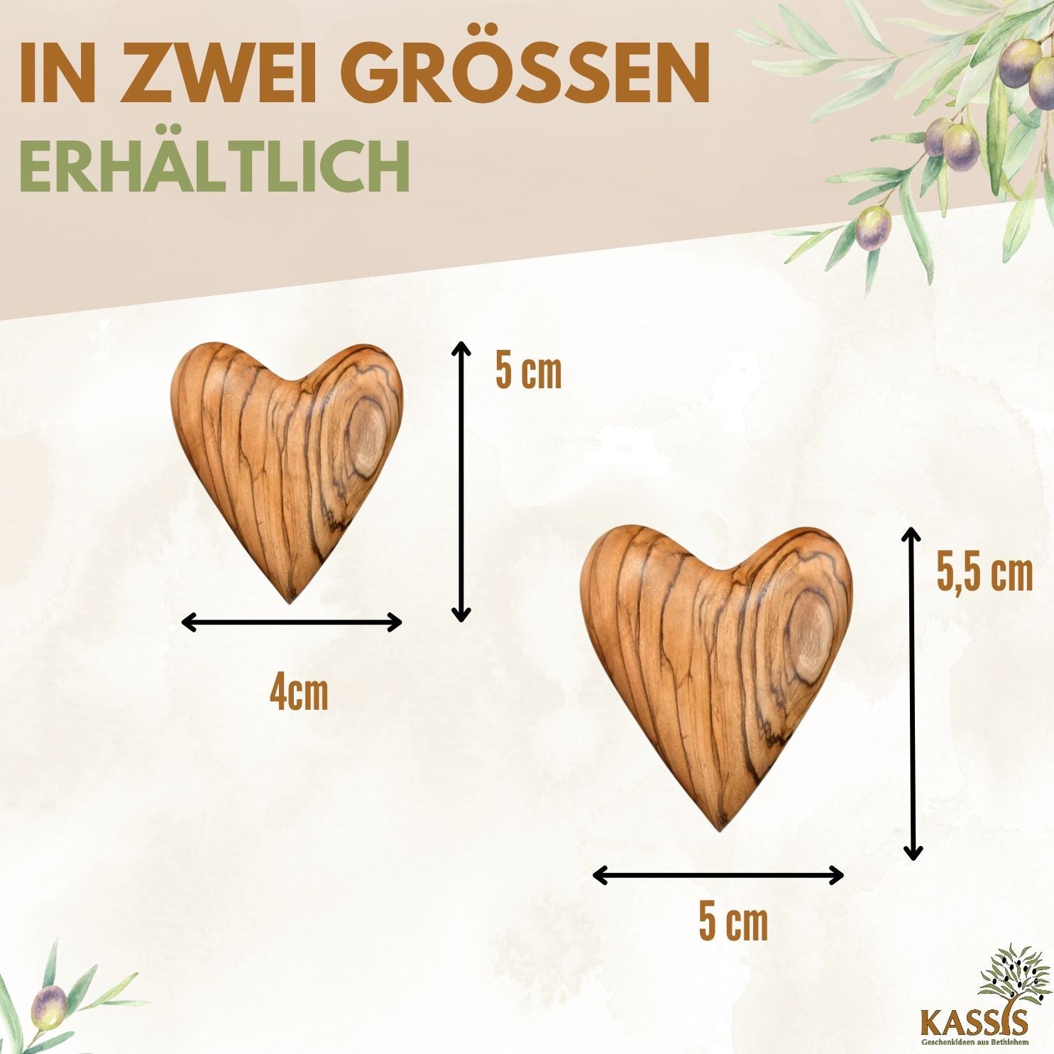 Heart-shaped gift, olive wood, palm stone, lucky charm-2