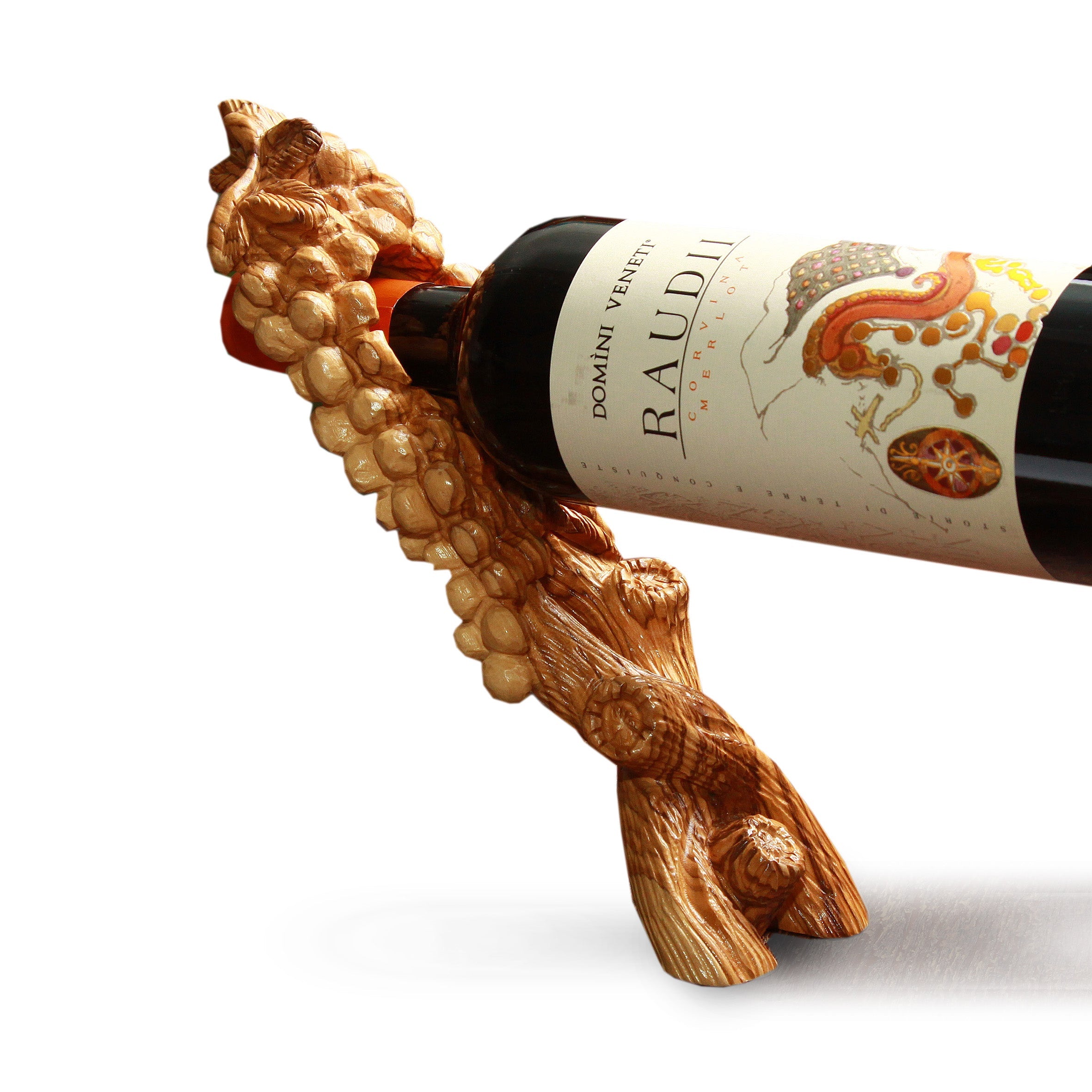 Weinflaschenhalter Weinrebe aus Olivenholz-0