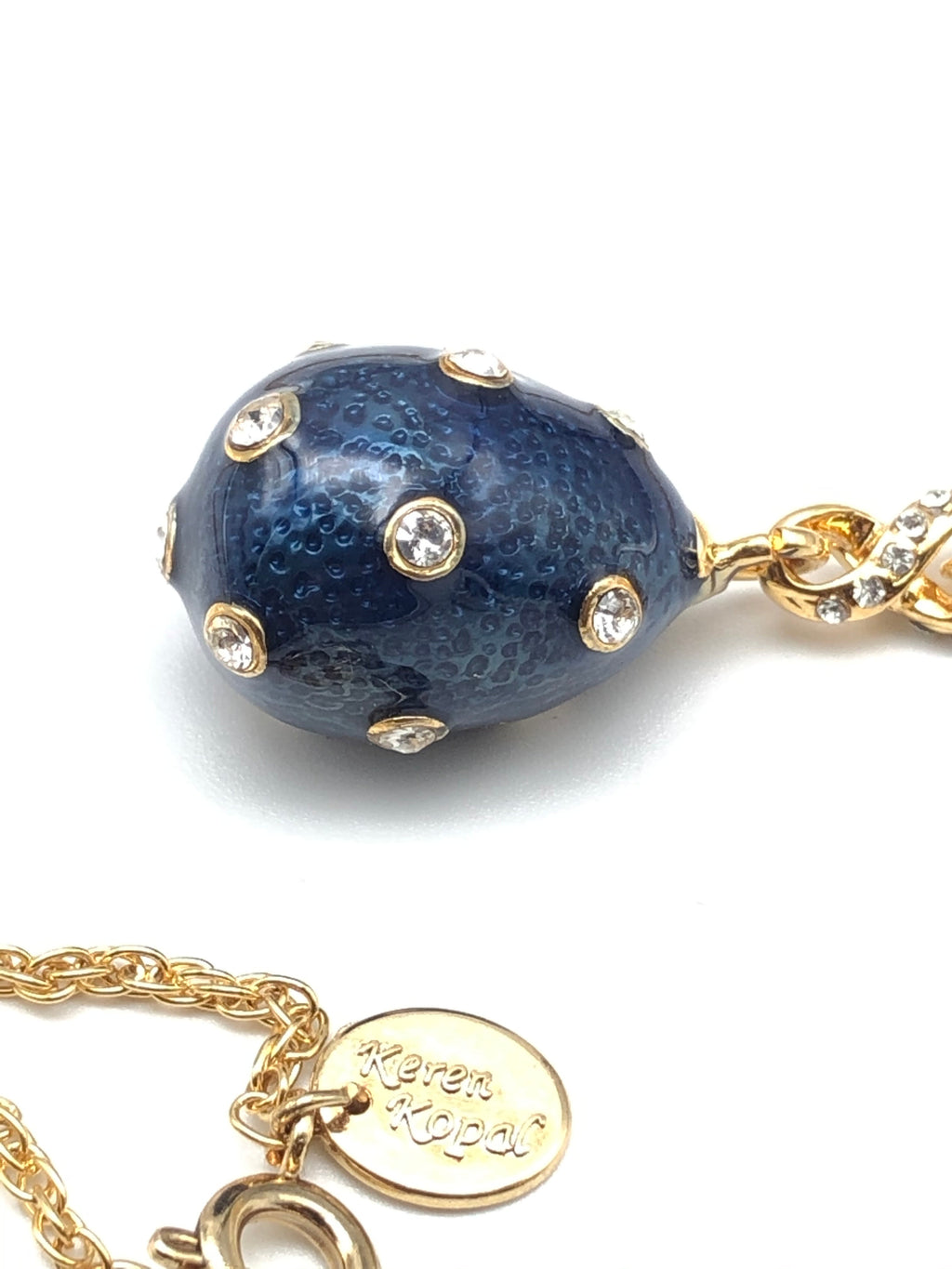 Gold & Blue Egg Pendant Necklace-3