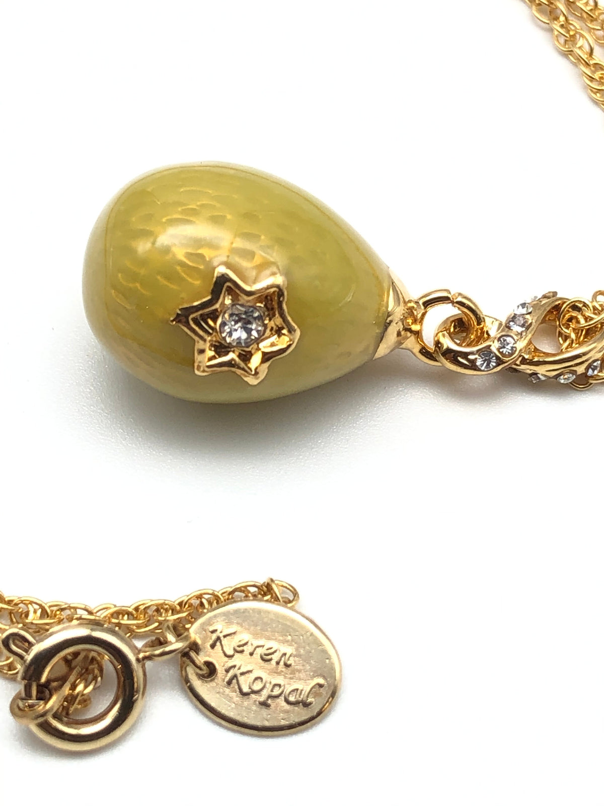 Yellow Egg Star of David Pendant Gold Necklace-3