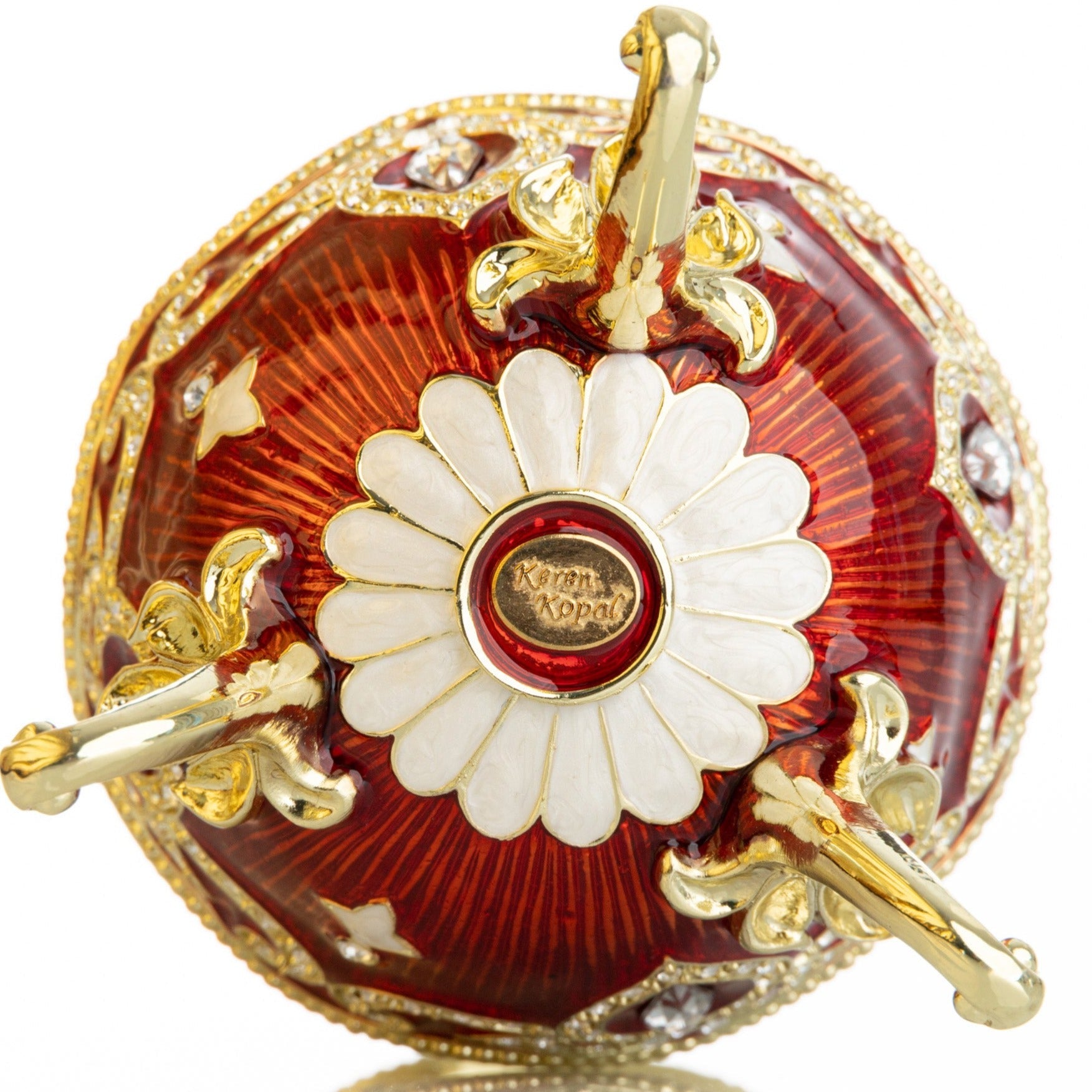 Red Wind up Horse Carousel Faberge Style Egg-1