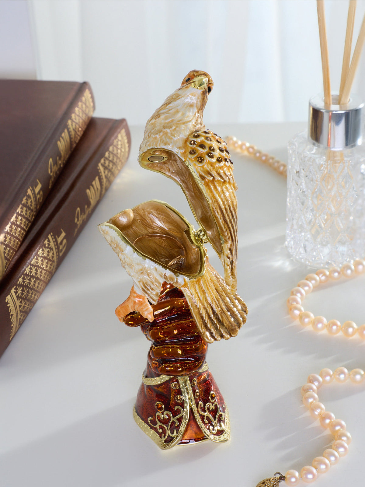 Majestic Eagle on Tree Trunk Trinket Box-1