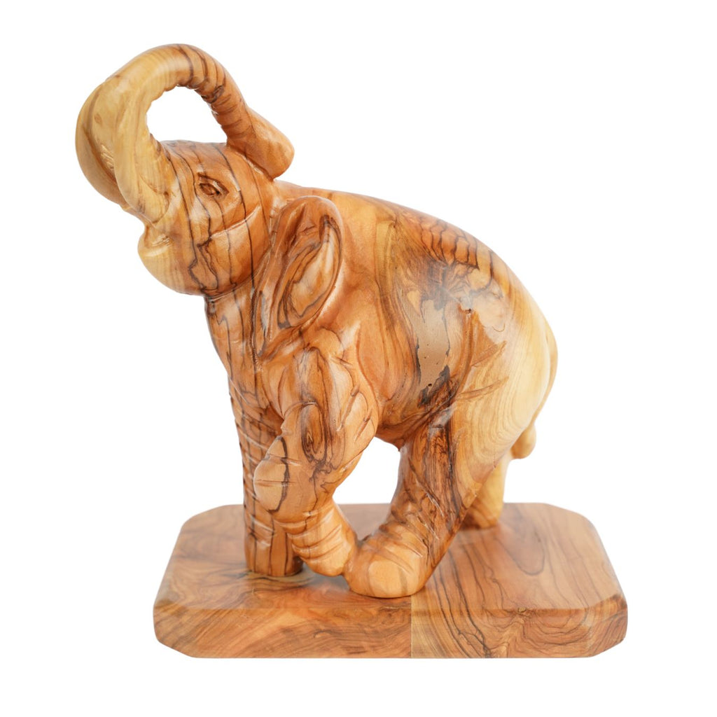 Handgeschnitzter Elefant aus Olivenholz – Exklusive Holzskulptur aus Bethlehem (20 cm)-0