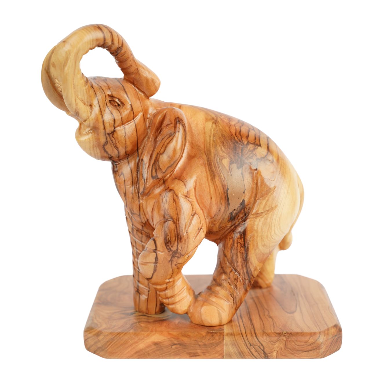 Handgeschnitzter Elefant aus Olivenholz – Exklusive Holzskulptur aus Bethlehem (20 cm)-0