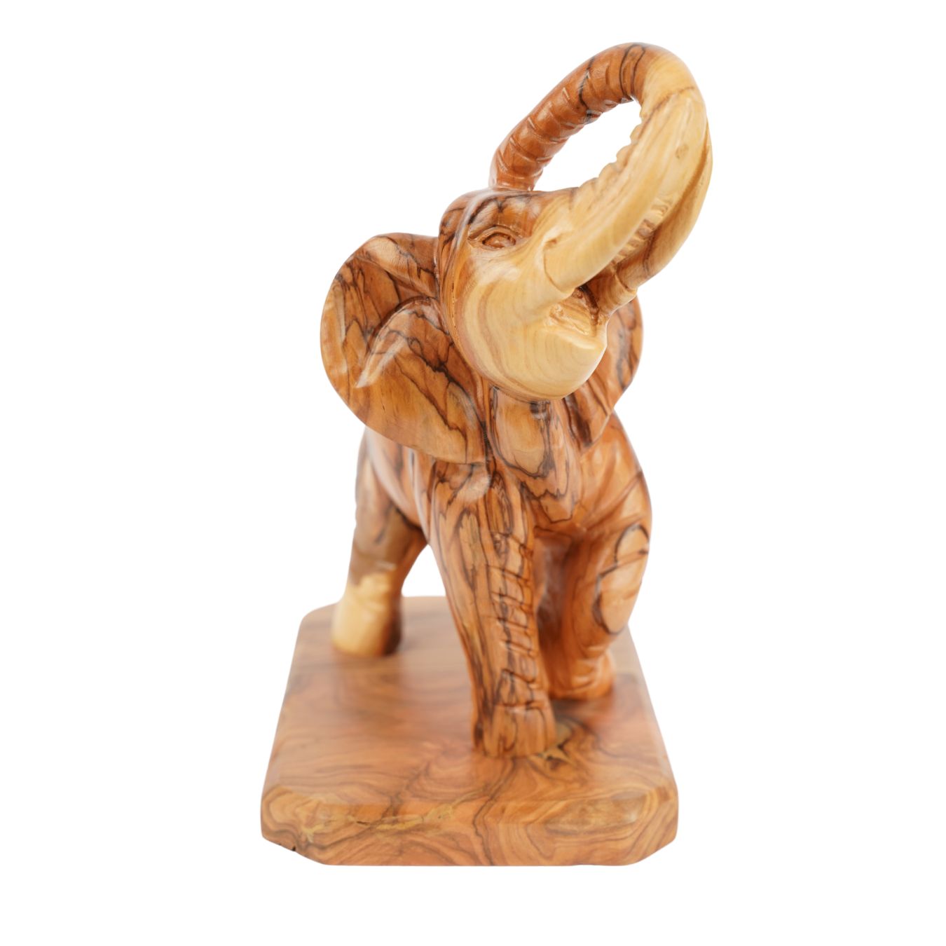 Handgeschnitzter Elefant aus Olivenholz – Exklusive Holzskulptur aus Bethlehem (20 cm)-1