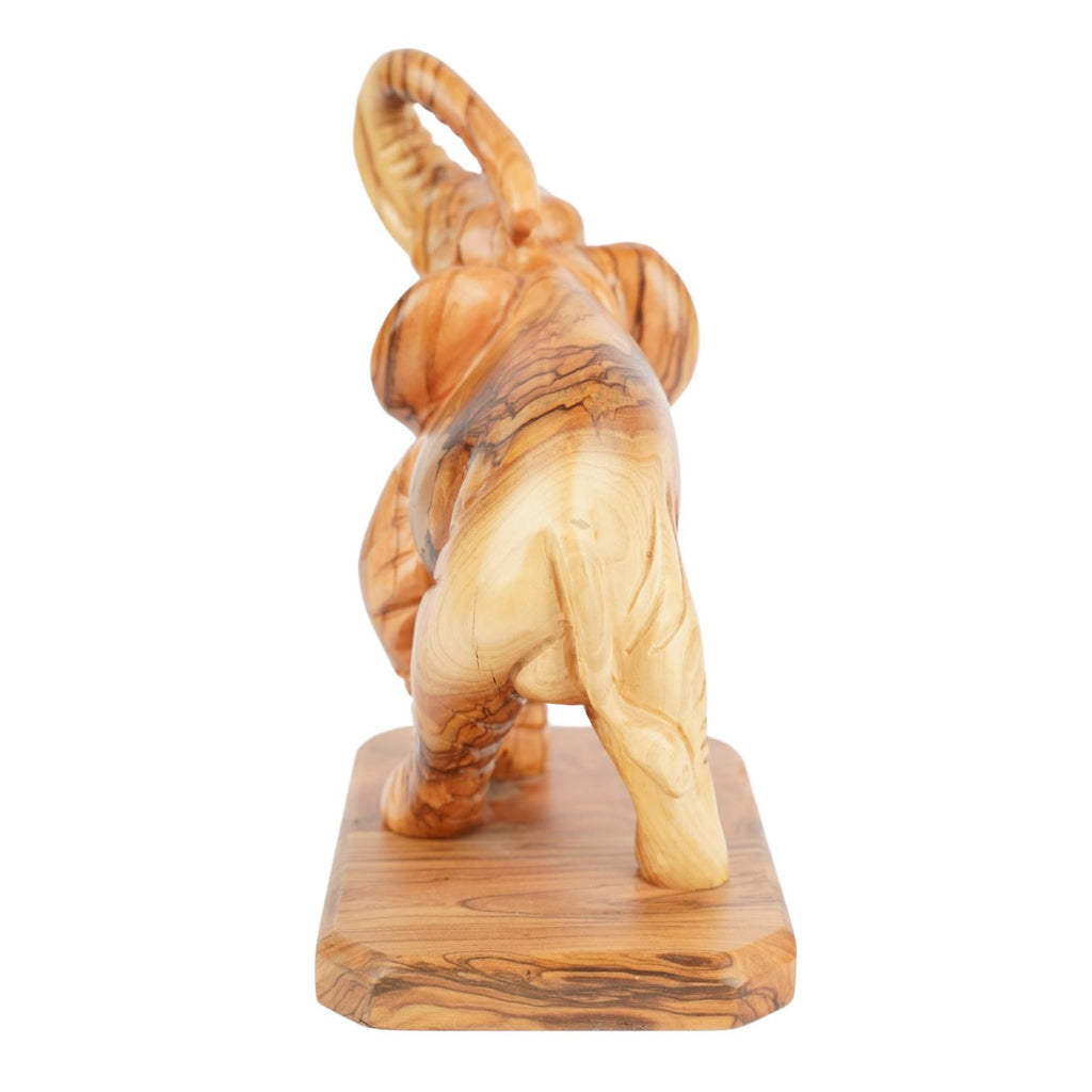 Handgeschnitzter Elefant aus Olivenholz – Exklusive Holzskulptur aus Bethlehem (20 cm)-3
