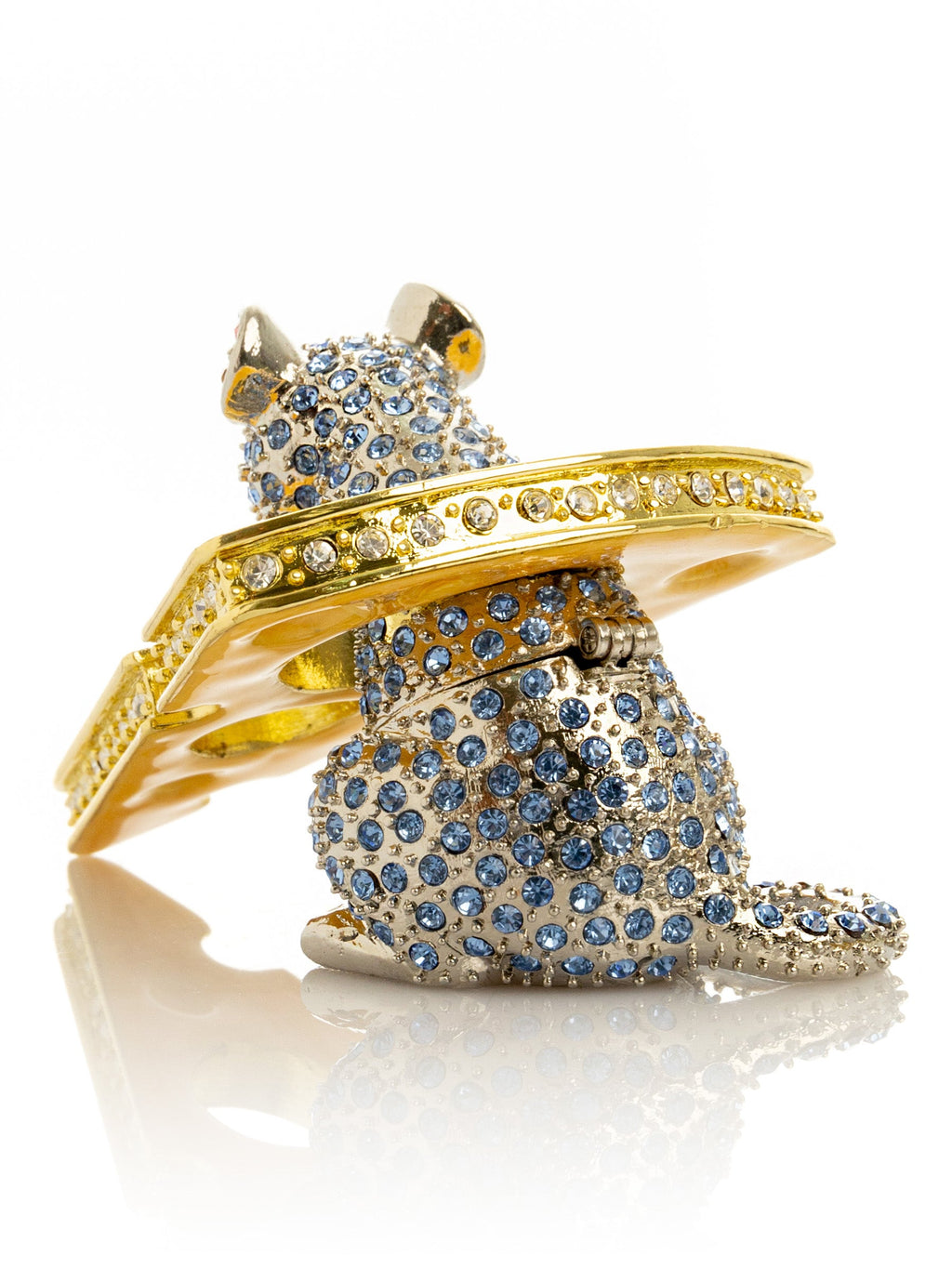 Sparkling Mouse Peeking from Yellow Cheese Trinket Box-2