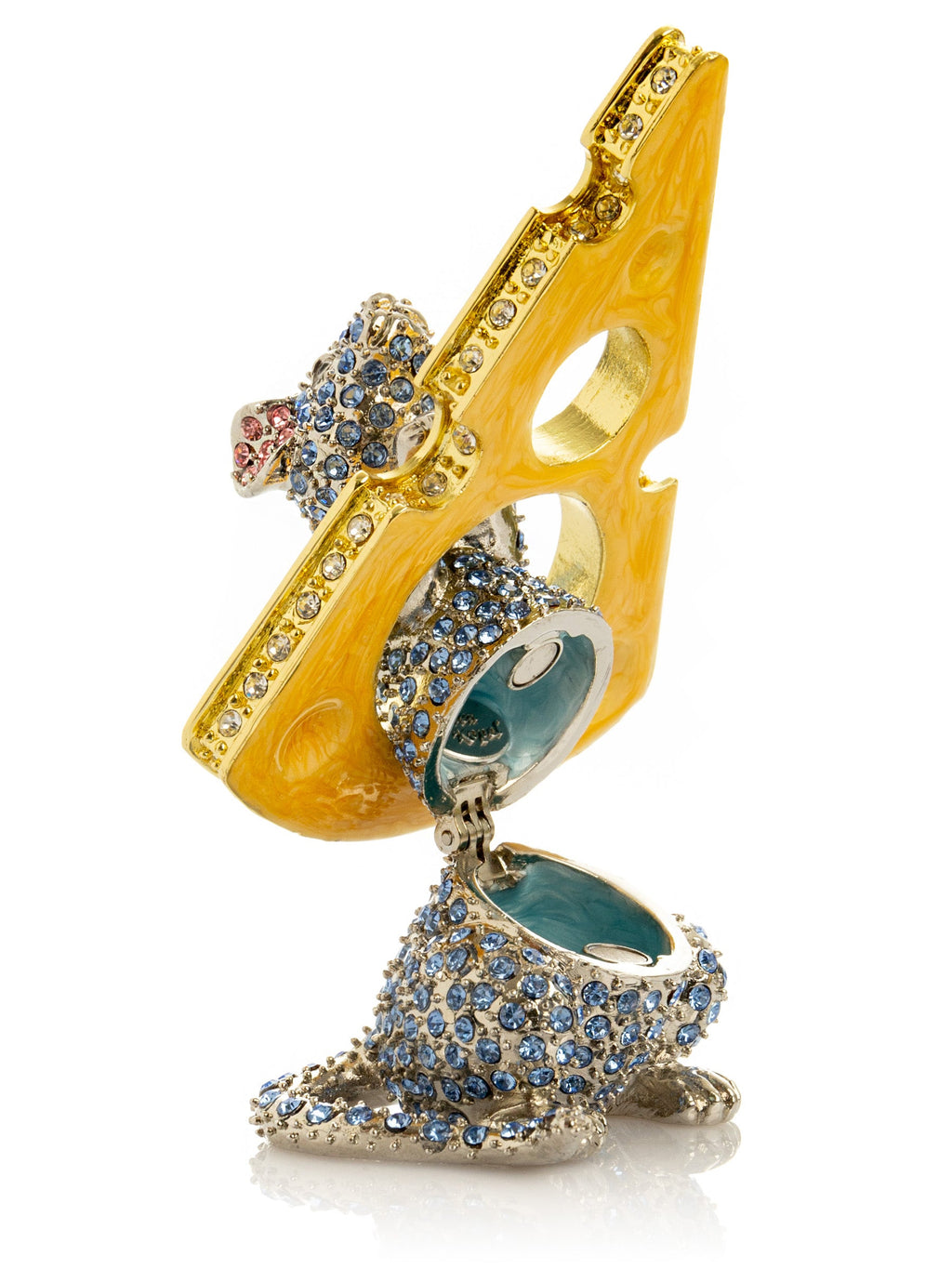 Sparkling Mouse Peeking from Yellow Cheese Trinket Box-3