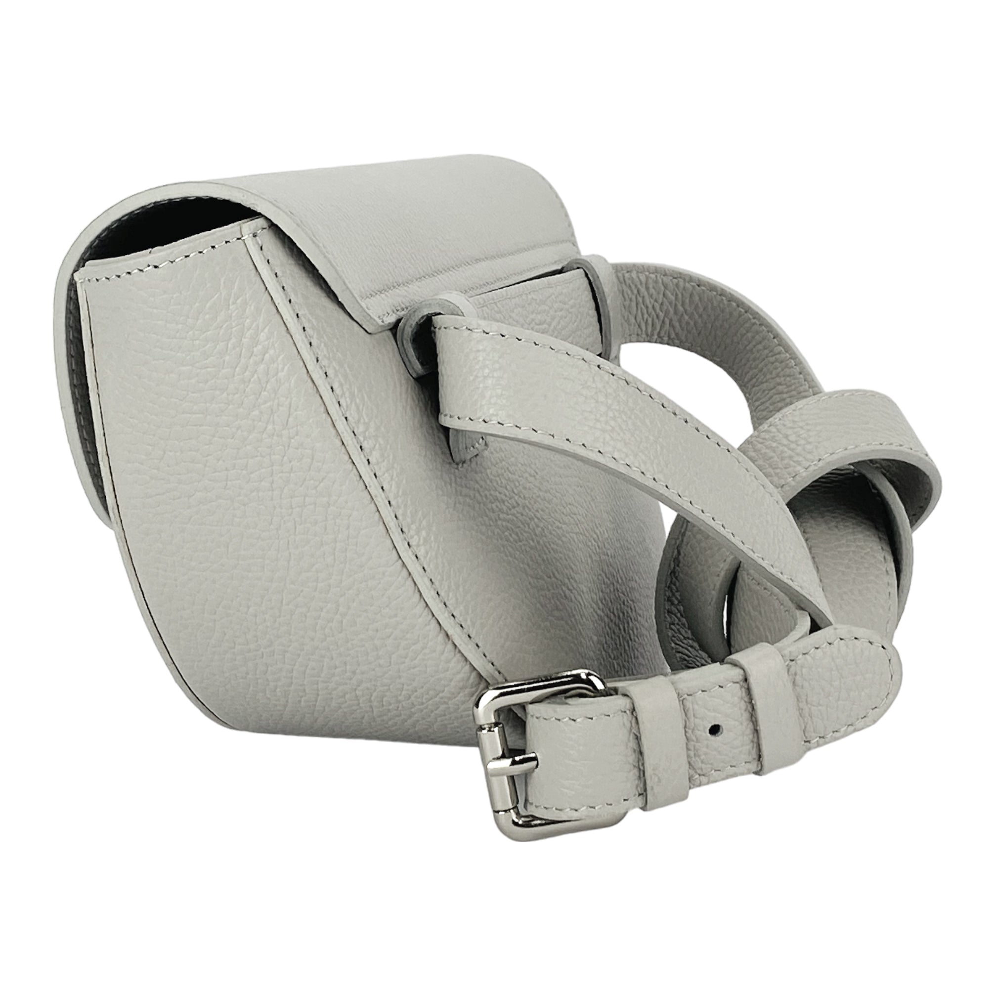 RB1027BO | Women's Rounded Bandolier Bag in Genuine Leather Made in Italy. Removable and adjustable leather shoulder strap. Polished Nickel hardware - Ice color - Dimensions: 25 x 15 x 9 cm.-3