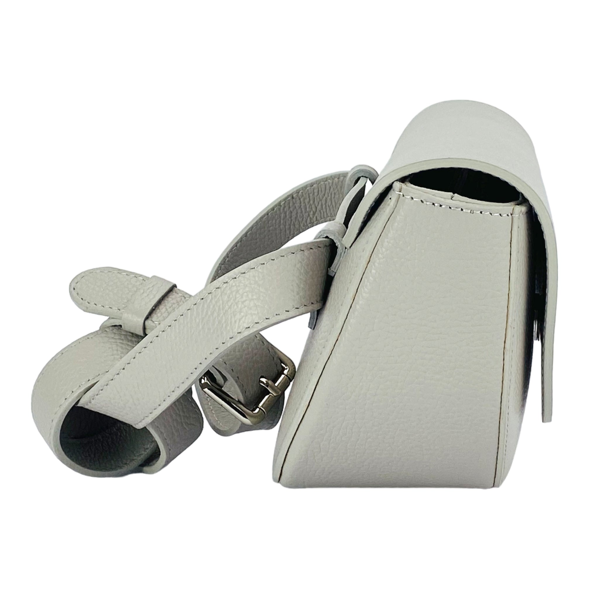 RB1027BO | Women's Rounded Bandolier Bag in Genuine Leather Made in Italy. Removable and adjustable leather shoulder strap. Polished Nickel hardware - Ice color - Dimensions: 25 x 15 x 9 cm.-4