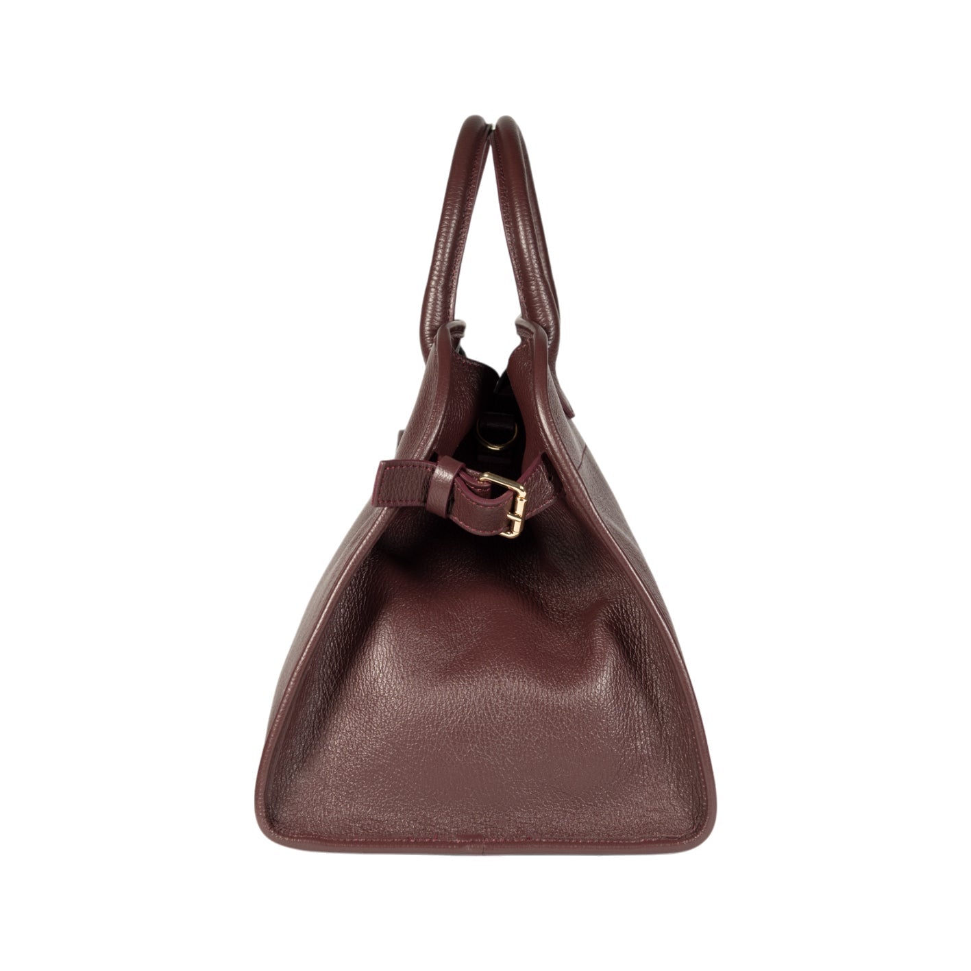 RB1032X | Women's Hand Bag FRIDA in Genuine Leather Made in Italy. Shiny Gold metal hardware - Bordeaux color - Dimensions: cm 43 x 29 x 24 + 12 (Light handles)-2