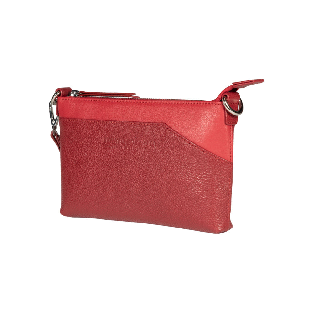 RB2003V | Shoulder/Wrist Bag made of genuine full grain leather, dollar/light grain. Removable shoulder strap and handle. Red color. Dimensions: 22 x 14 x 2.5 cm. Packaging: Non-Woven Fabric Bag-2