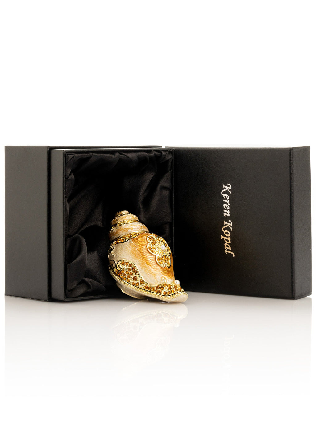 Elegant Gold & Crystal Seashell Trinket Box-4
