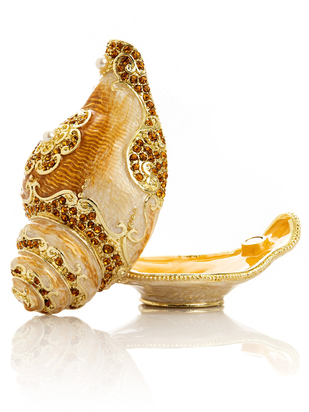 Elegant Gold & Crystal Seashell Trinket Box-0