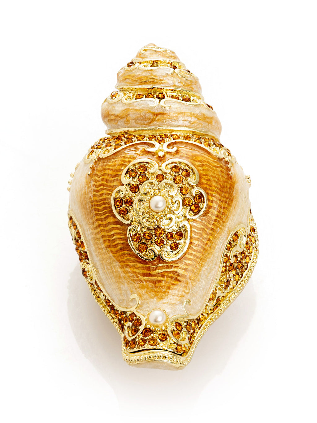 Elegant Gold & Crystal Seashell Trinket Box-3