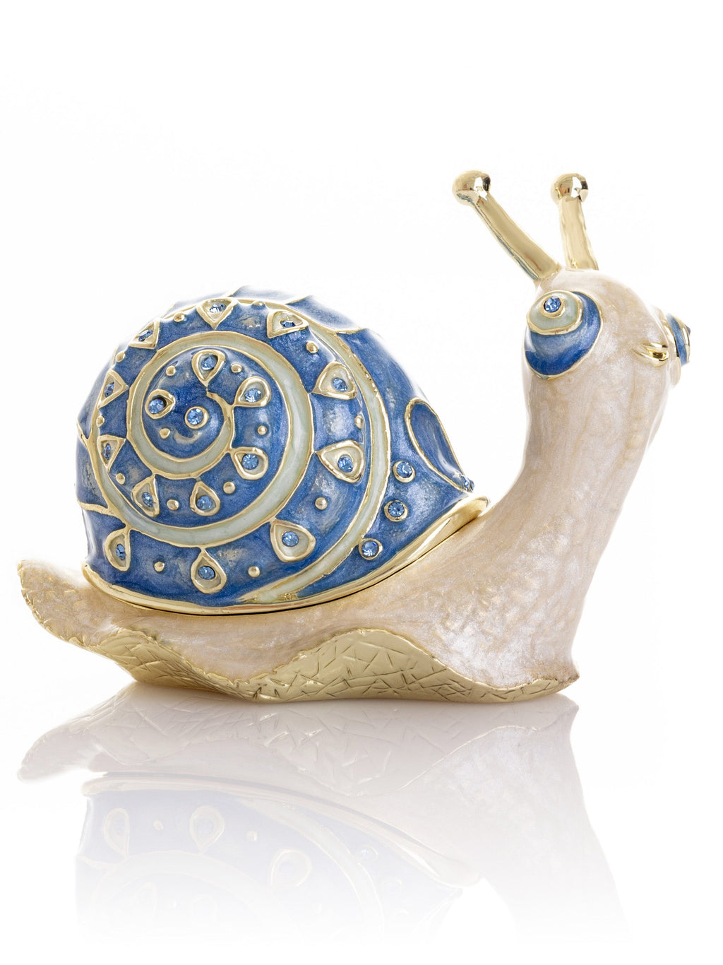 Gold & Blue Jeweled Snail Trinket Box-0