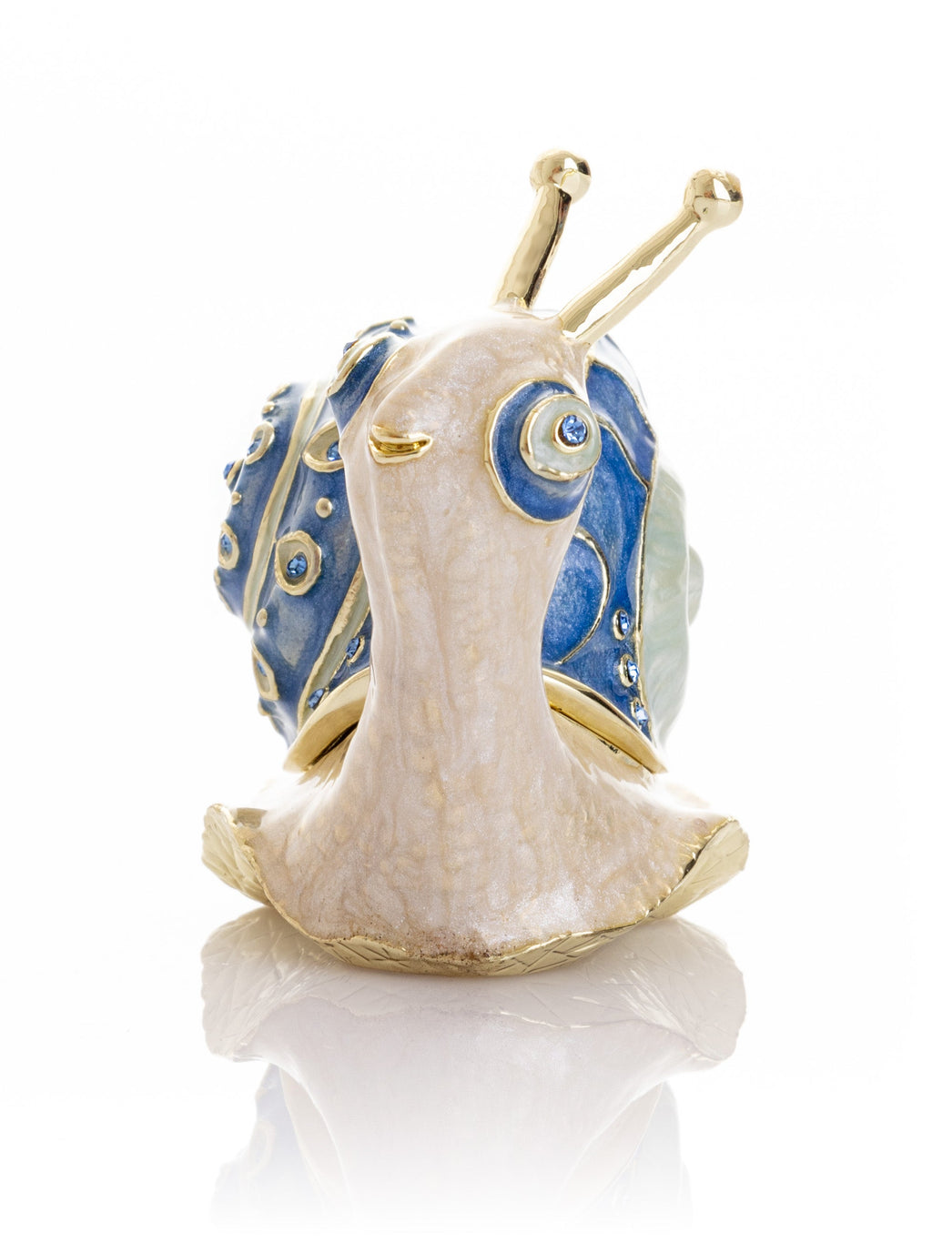 Gold & Blue Jeweled Snail Trinket Box-4