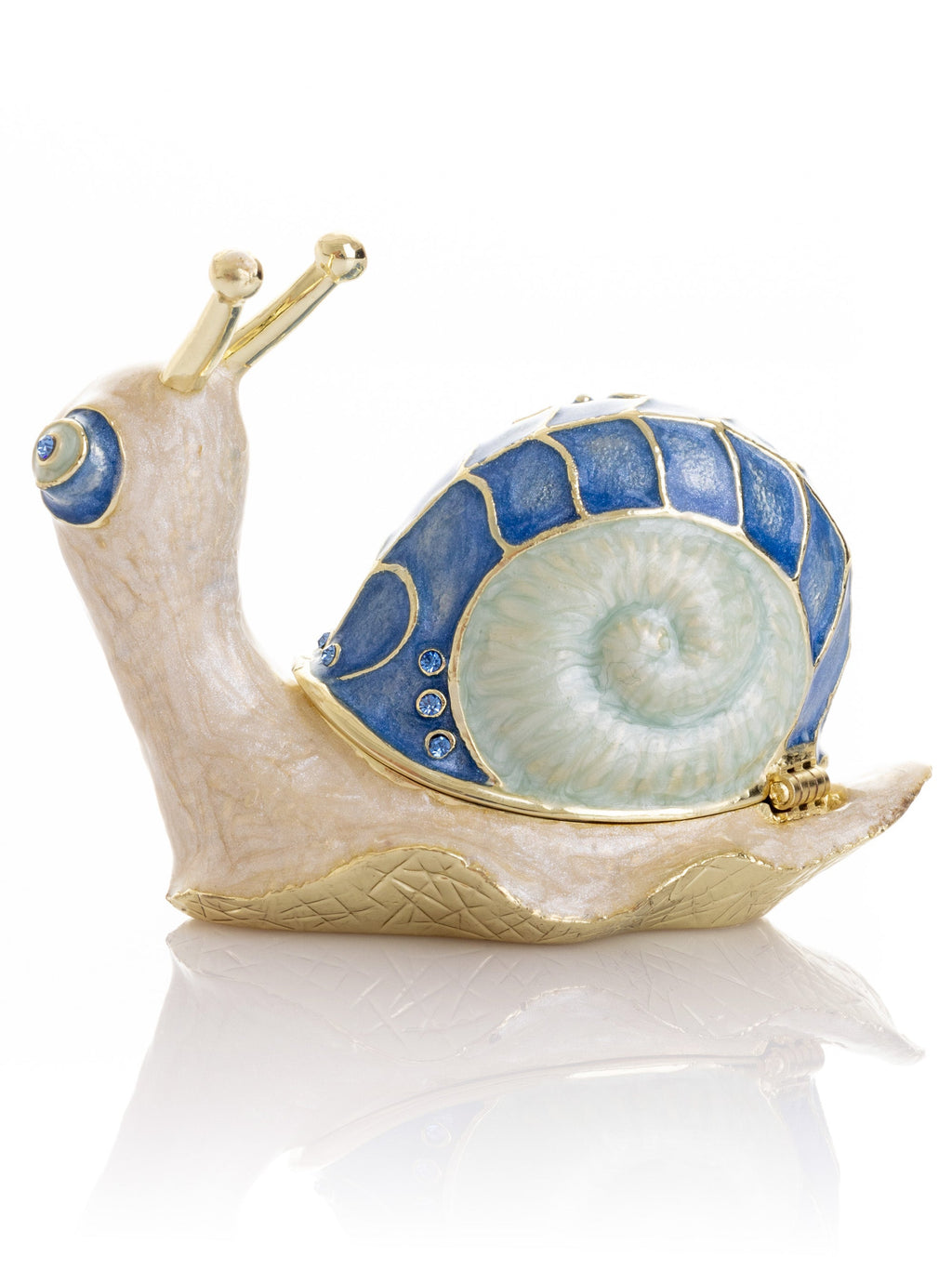 Gold & Blue Jeweled Snail Trinket Box-2