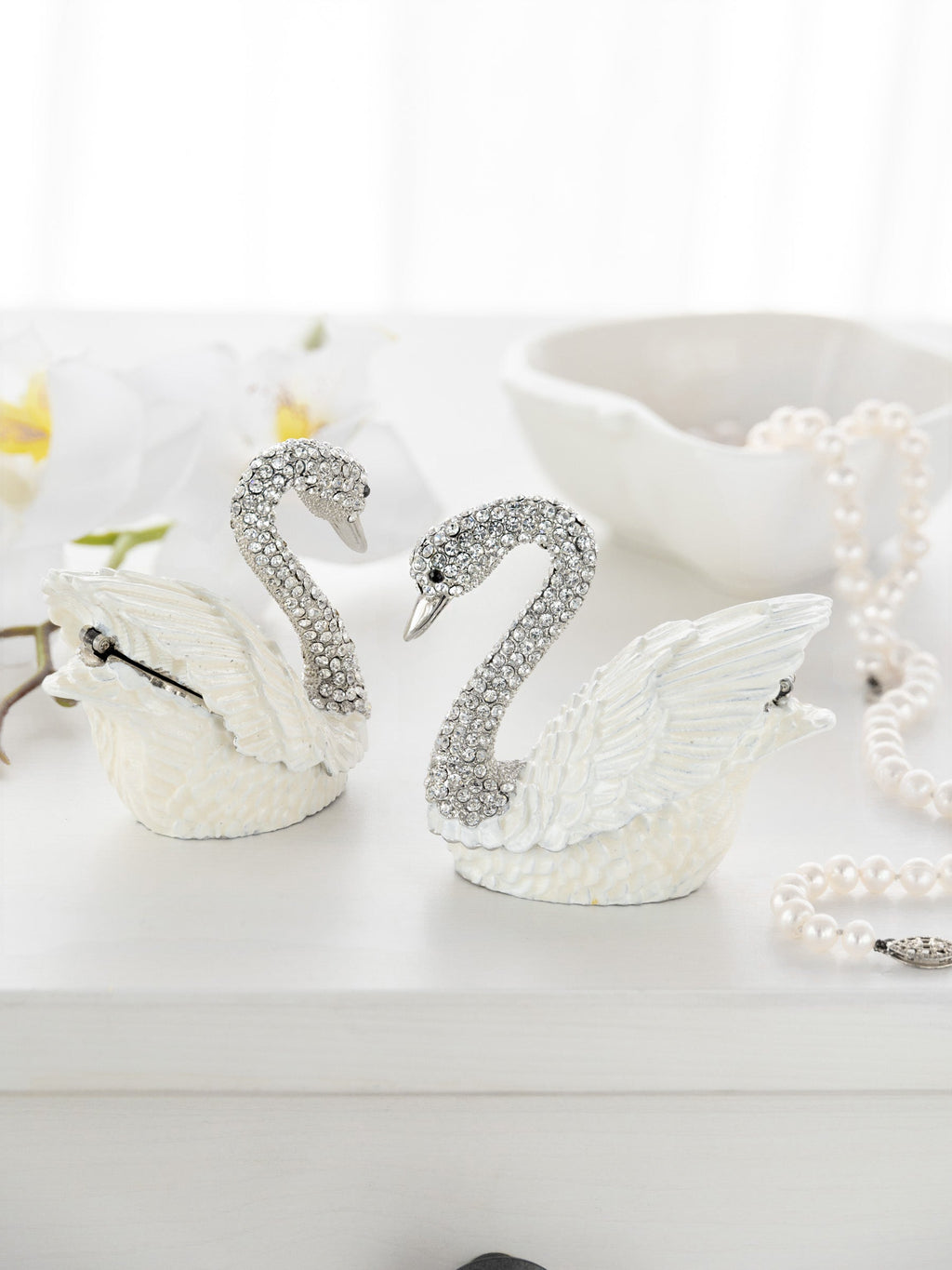 White Swan with Crystals Neck-4