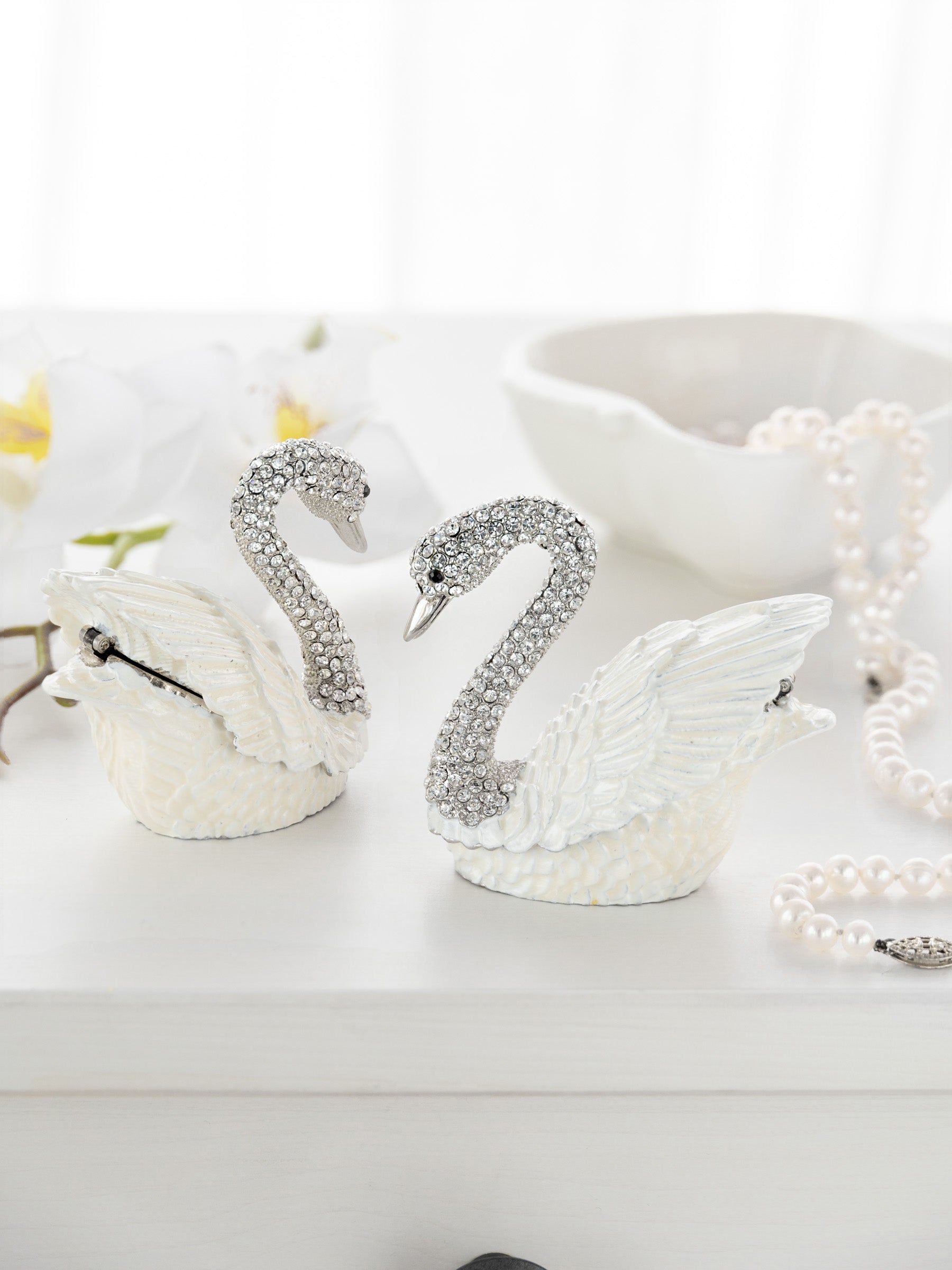 White Swan with Crystals Neck-4