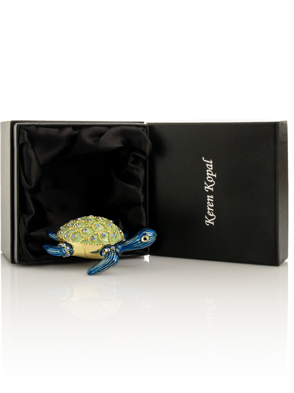 Golden Shell Blue Turtle Trinket Box-2
