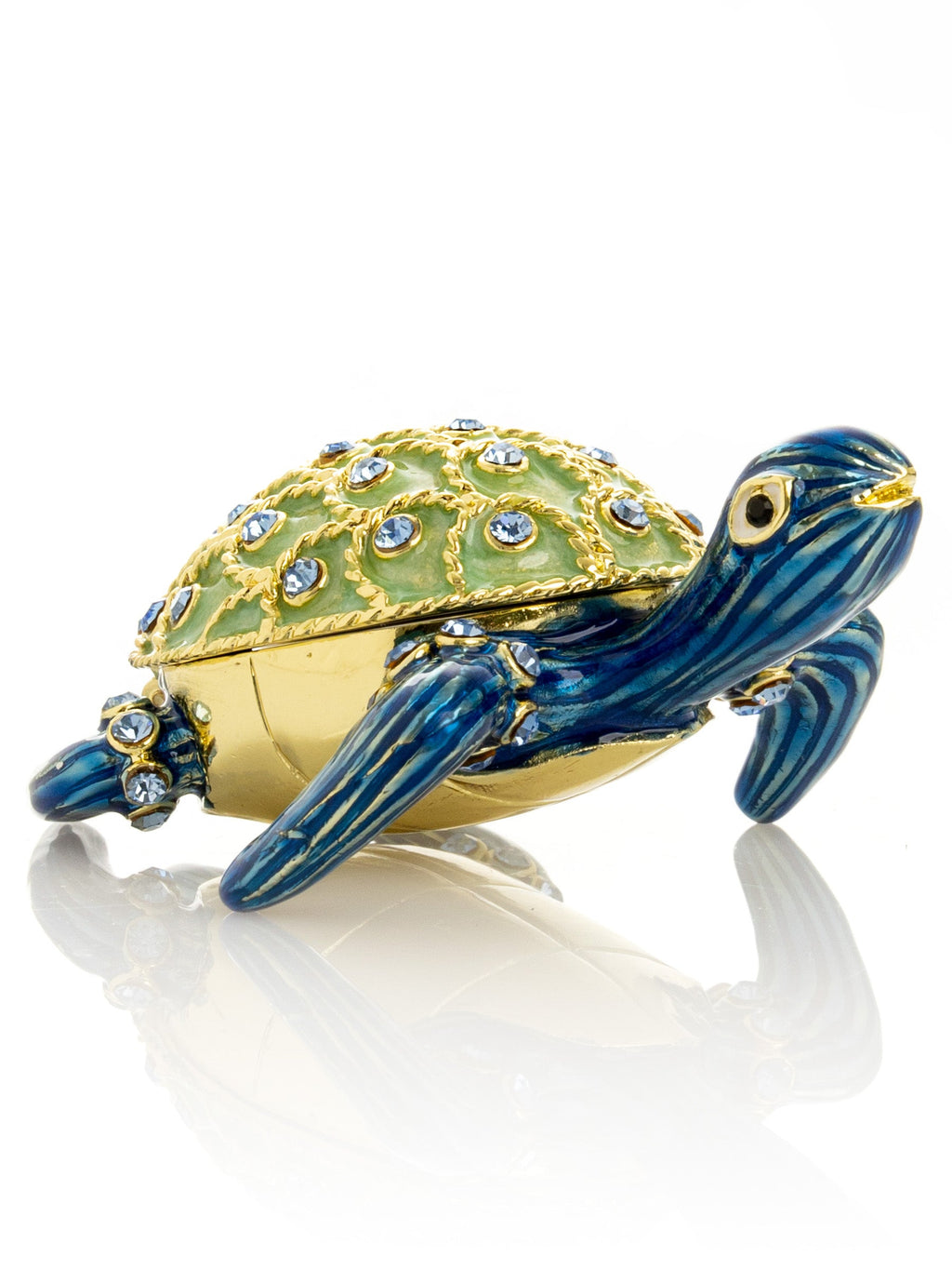 Golden Shell Blue Turtle Trinket Box-0
