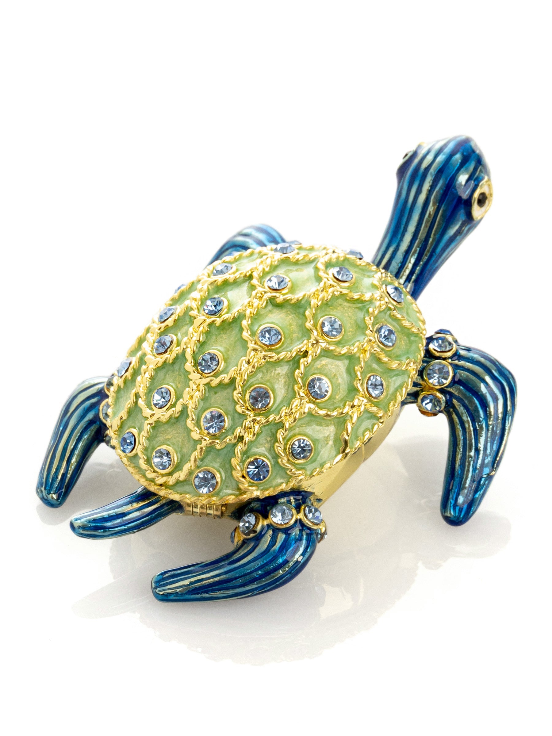 Golden Shell Blue Turtle Trinket Box-3