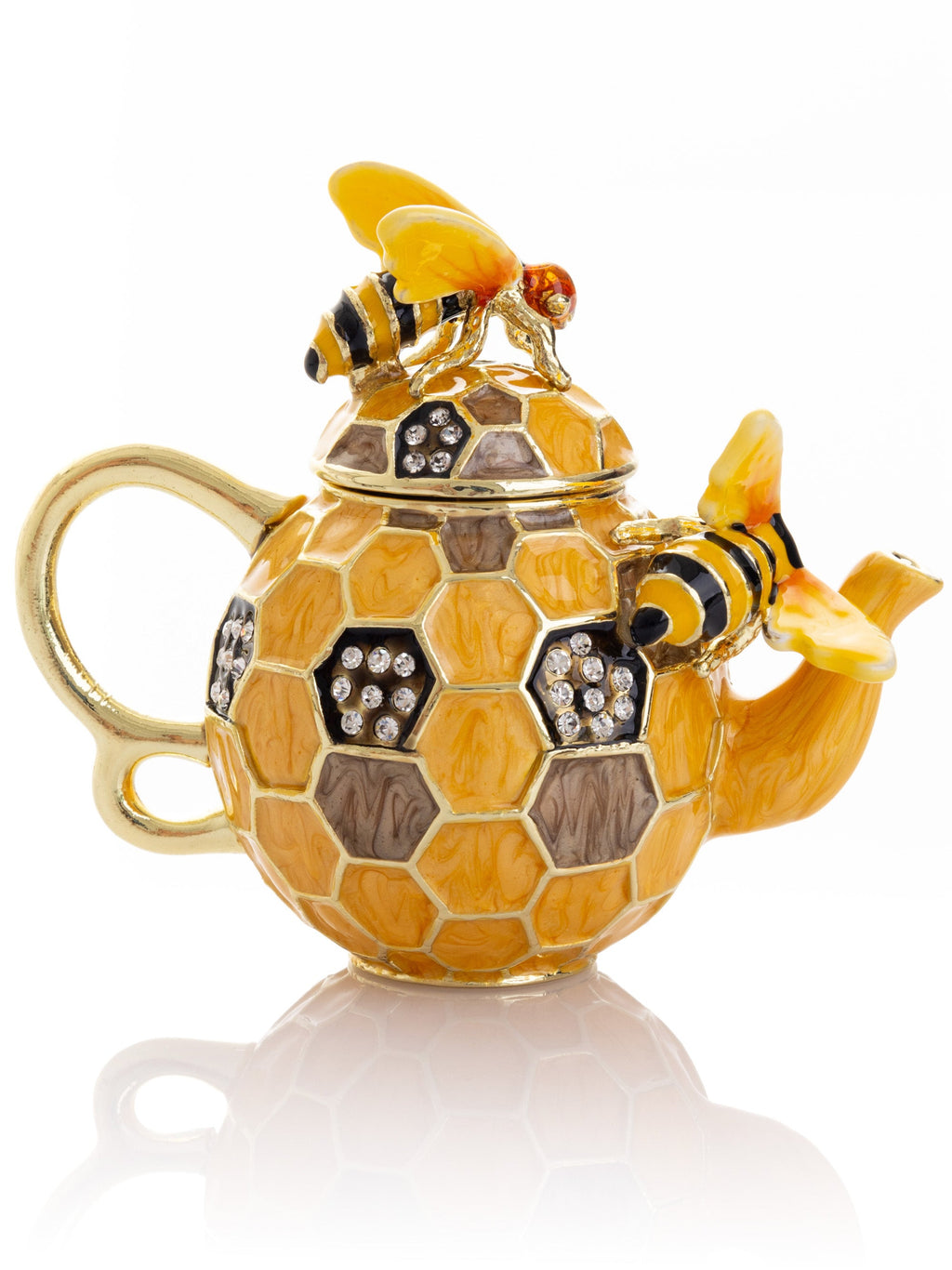 Bee & Honeycomb Teapot Trinket Box by Keren Kopal-0