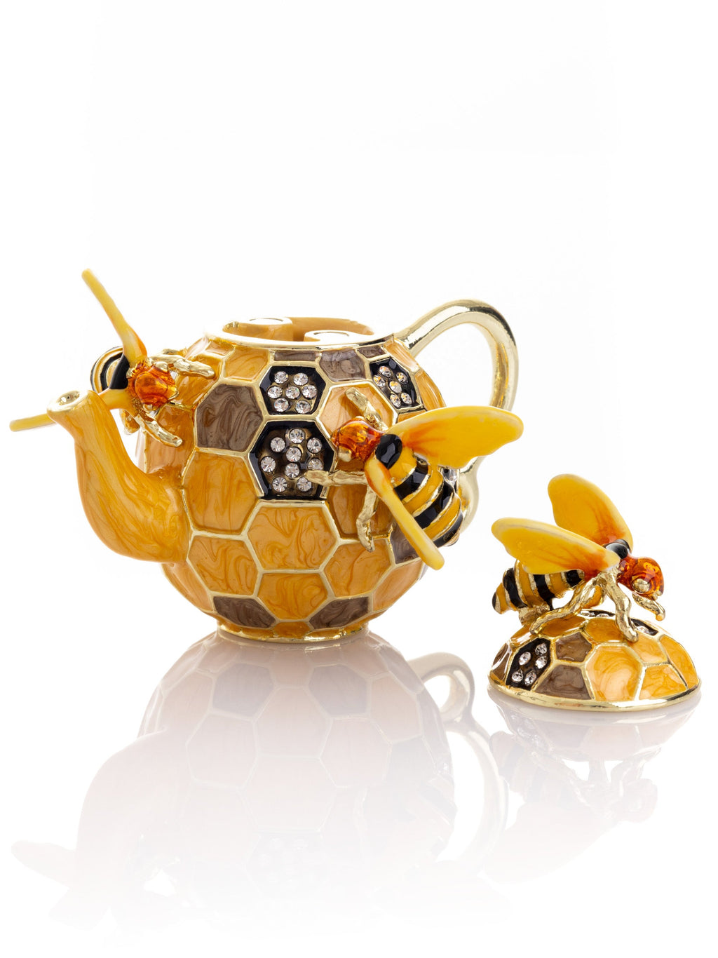 Bee & Honeycomb Teapot Trinket Box by Keren Kopal-3