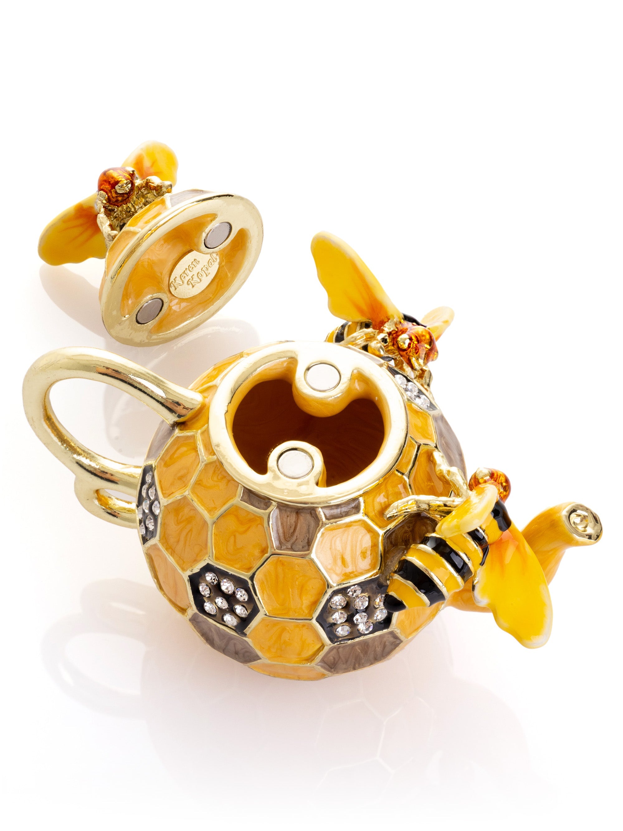 Bee & Honeycomb Teapot Trinket Box by Keren Kopal-2