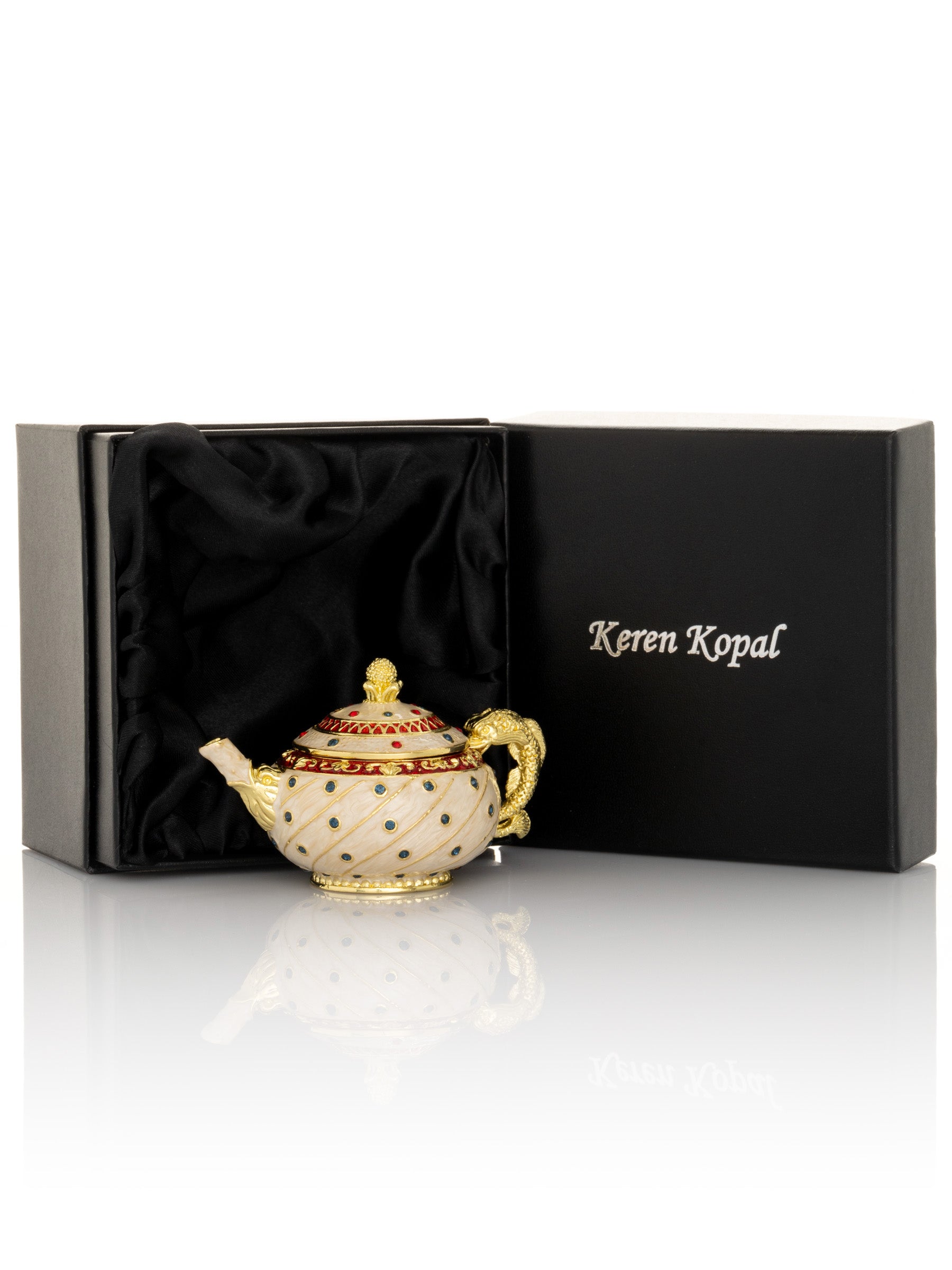 White with Colorful Dots Teapot-3