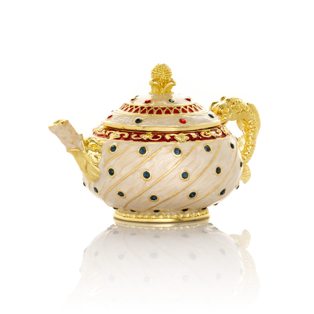 White with Colorful Dots Teapot-0