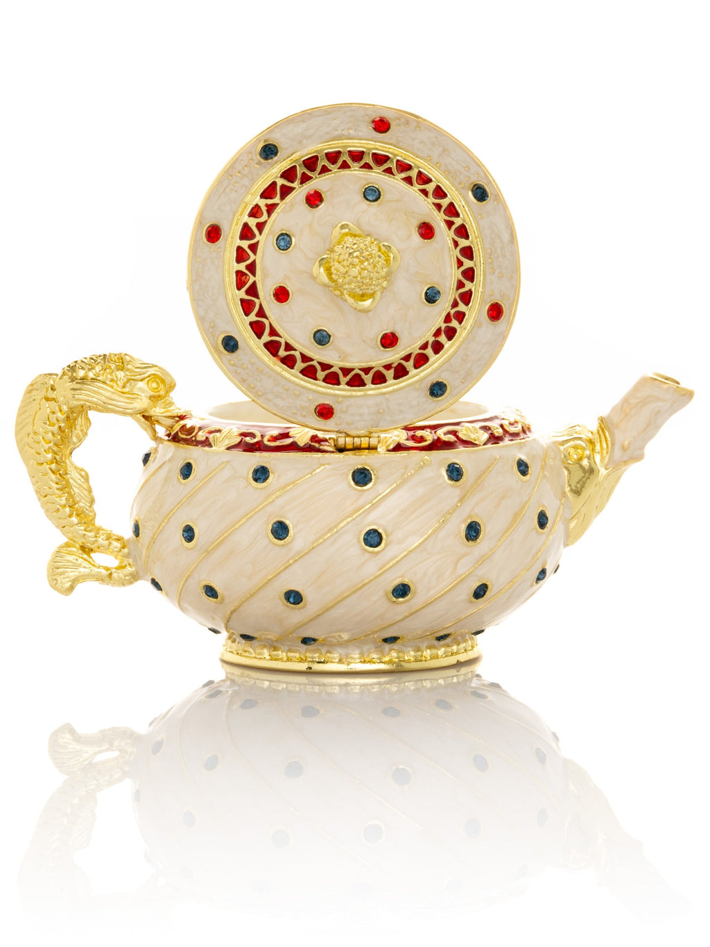 White with Colorful Dots Teapot-2
