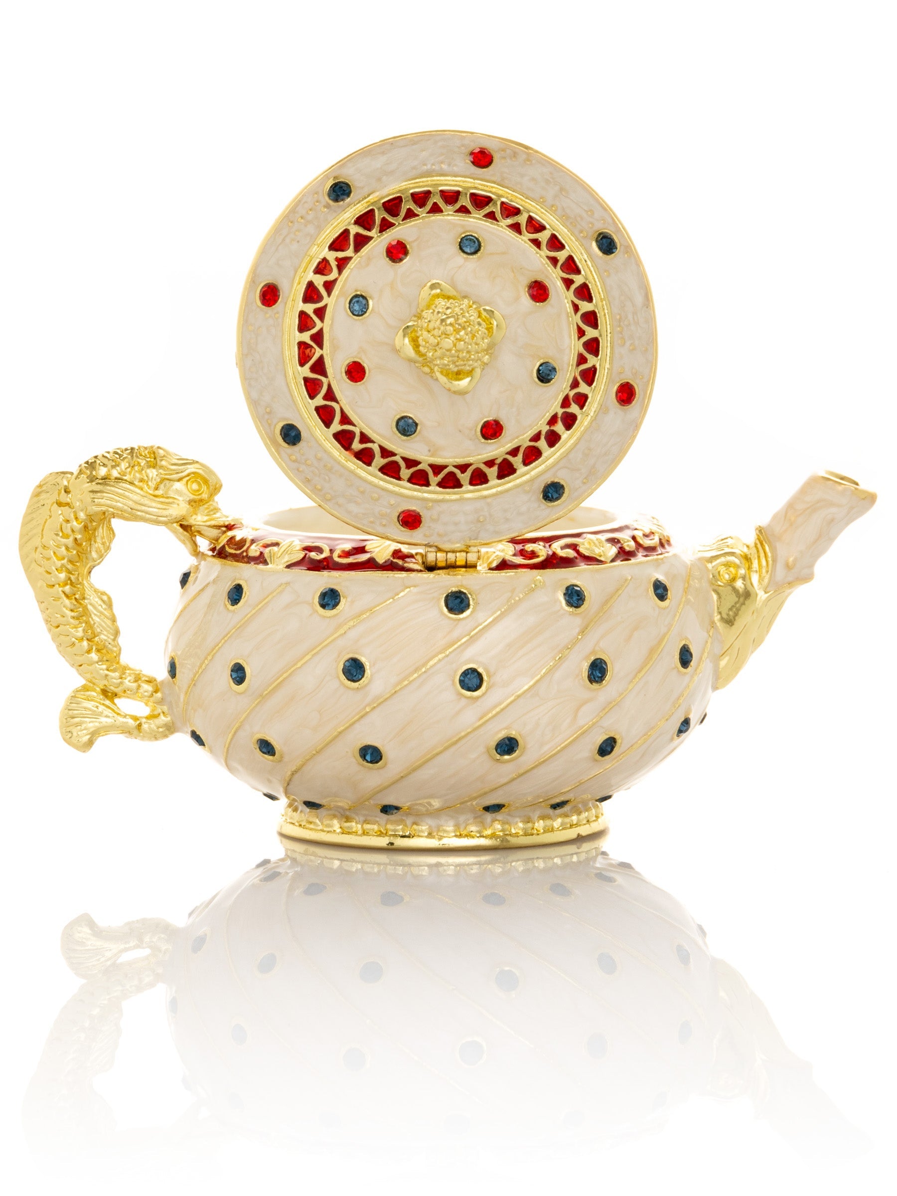 White with Colorful Dots Teapot-2