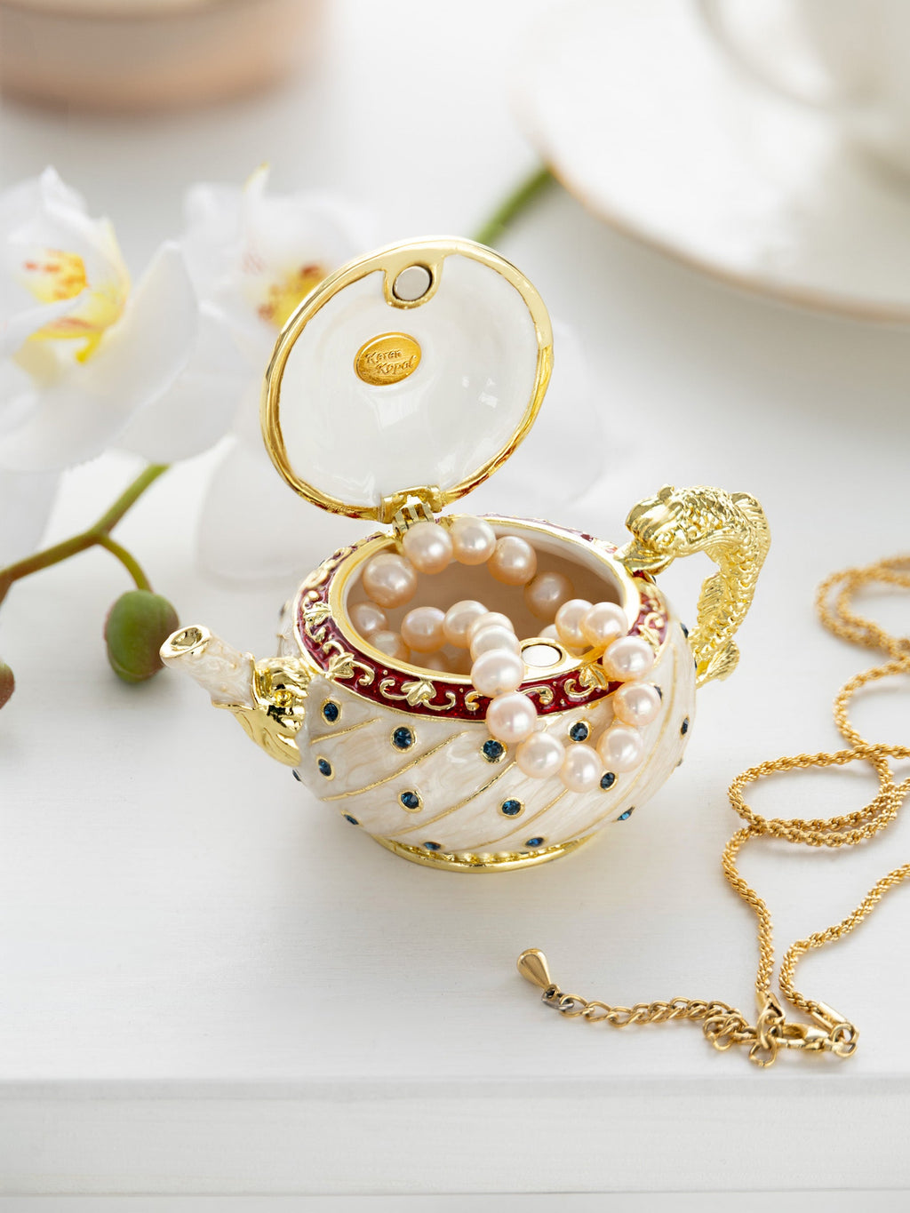 White with Colorful Dots Teapot-1