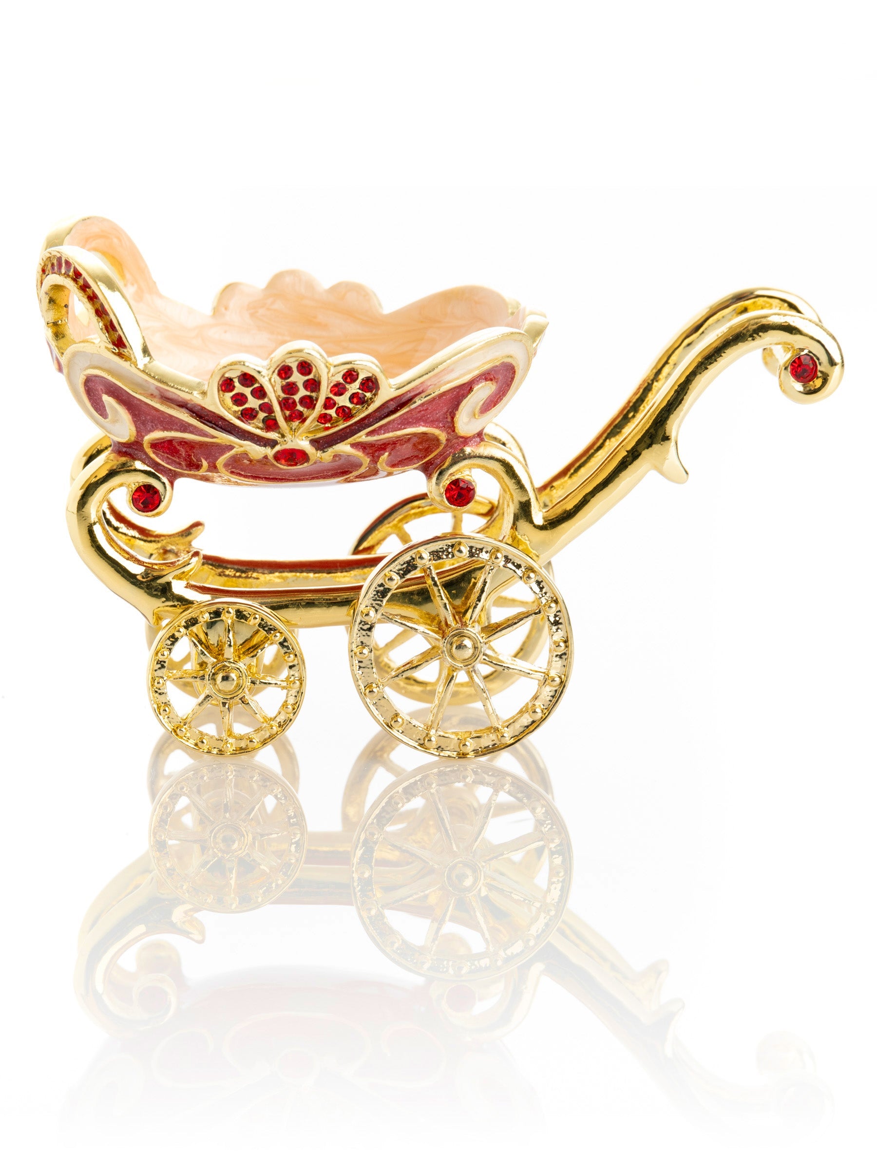 Red vintage Baby Carriage Trinket Box stroller-2