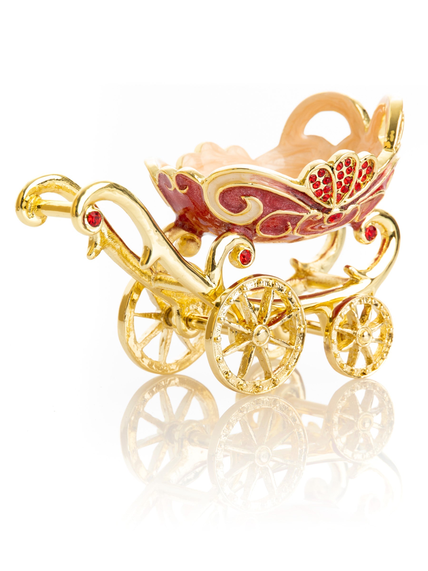 Red vintage Baby Carriage Trinket Box stroller-4