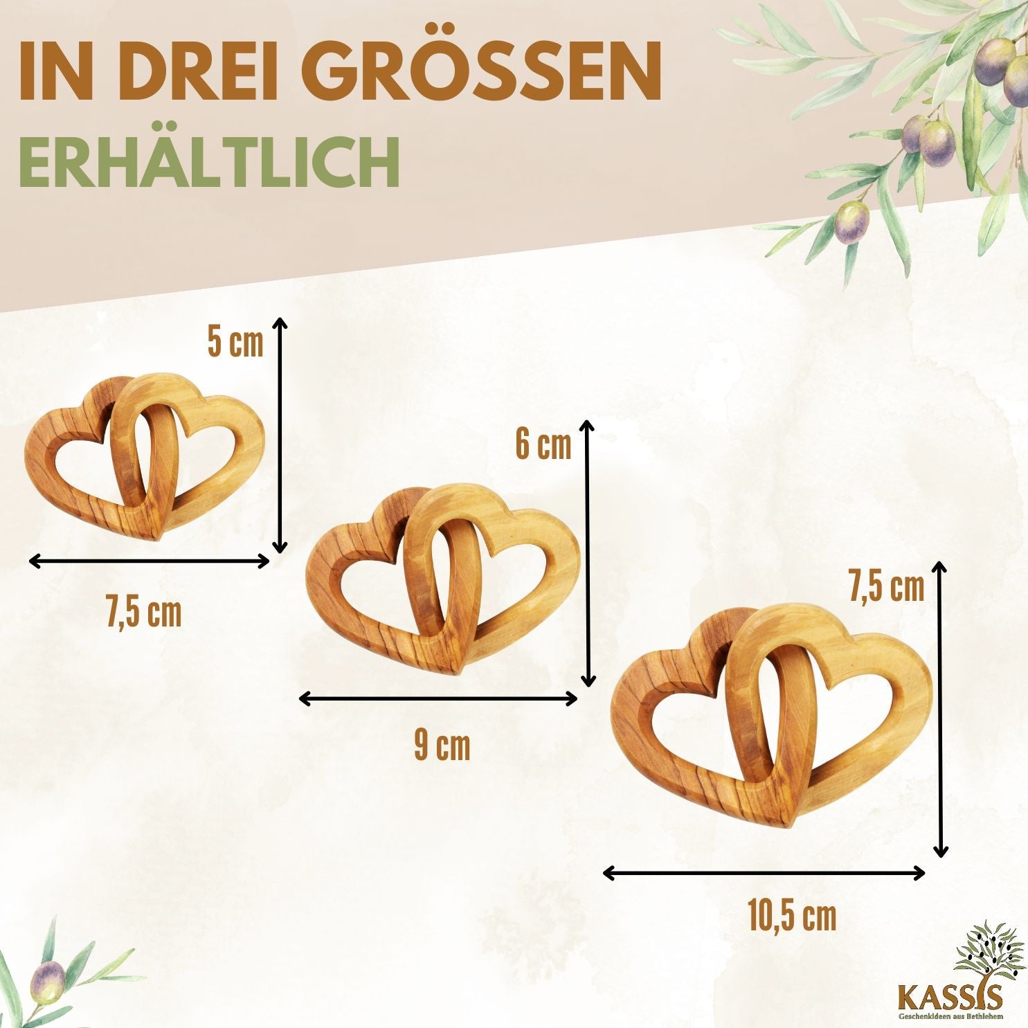Olivenholz Verbundene Herzen schönes Geschenk zur Hochzeit Verlobung Jubiläum Valentinstag-4